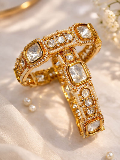Abdesigns Gold Plated Wedding Polki Moissanite Bangles