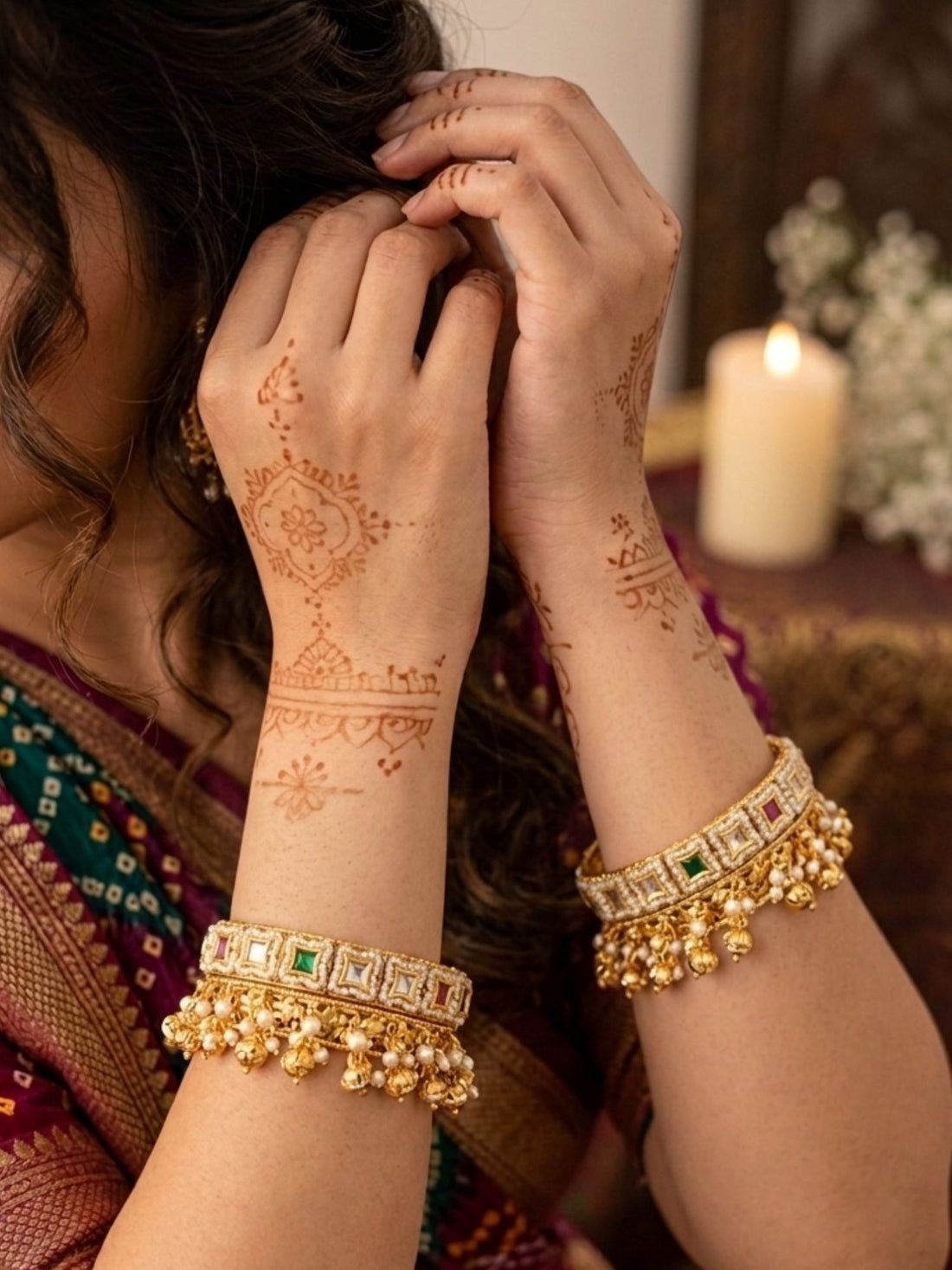 Abdesigns gold plated polki ghungroo bangles traditional indian jadau style jewellery