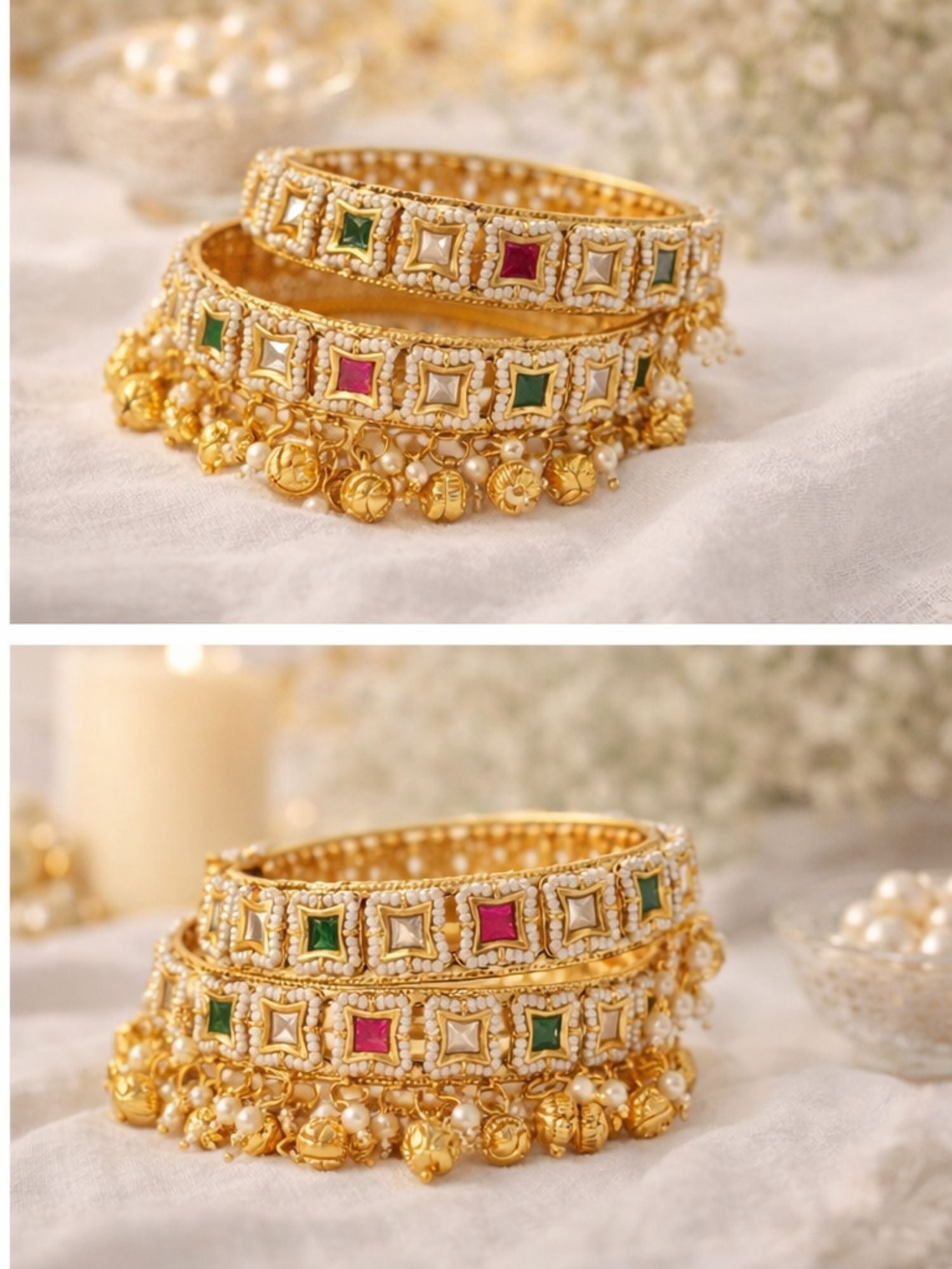 Gold Plated Polki Ghungroo Bangles - bangle by Abdesigns Jewellery