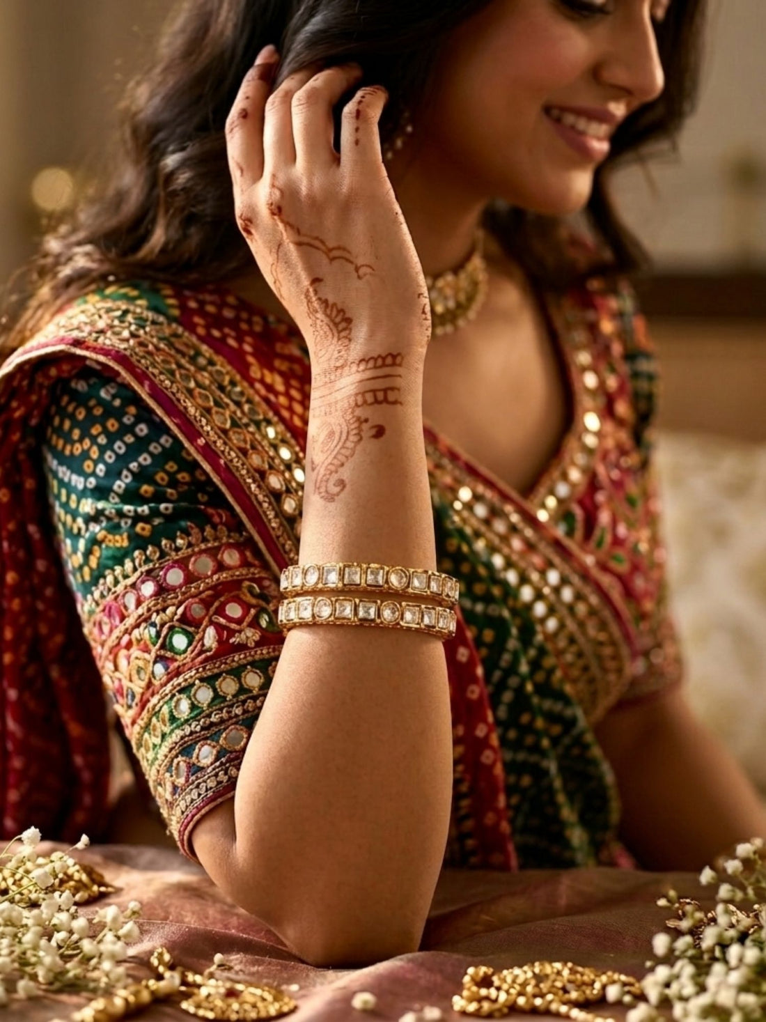 Abdesigns gold plated thin polki moissanite bangles minimal elegant daily wear jewellery