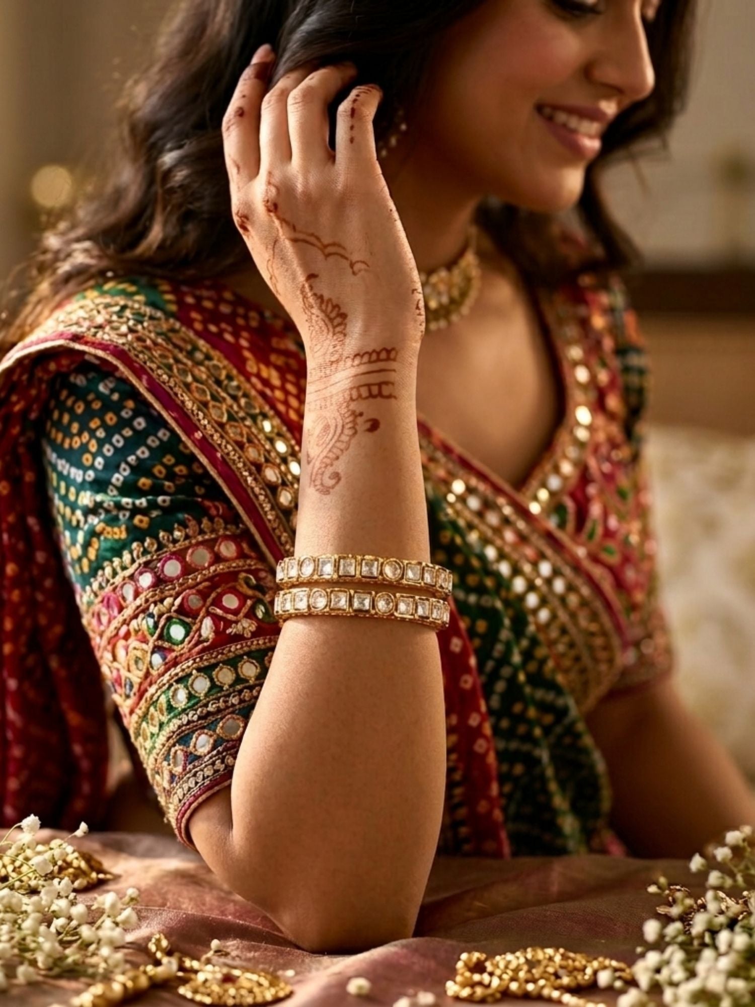 Abdesigns gold plated thin polki moissanite bangles minimal elegant daily wear jewellery