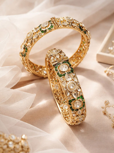 Abdesigns Gold Plated Uncut Polki Moissanite Bangles