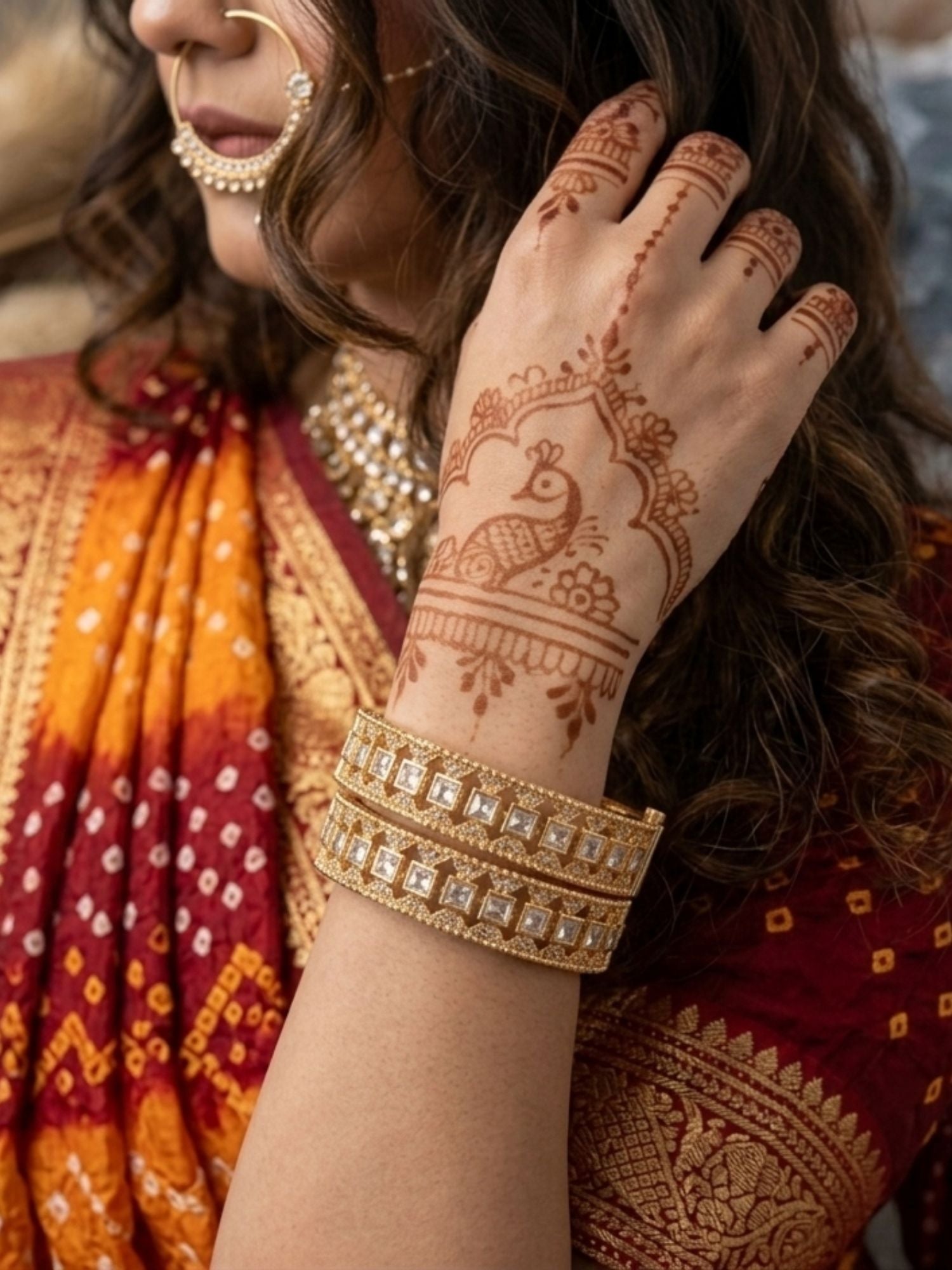 Abdesigns gold plated polki diamond bangles luxury bridal jewellery design