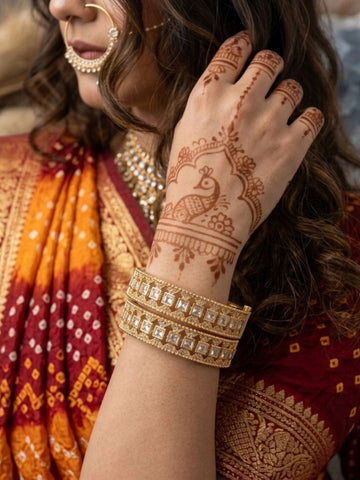 Abdesigns gold plated polki diamond bangles luxury bridal jewellery design