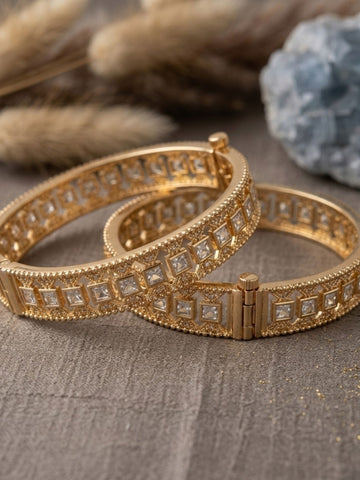 Abdesigns Gold Plated Polki Diamond Bangles