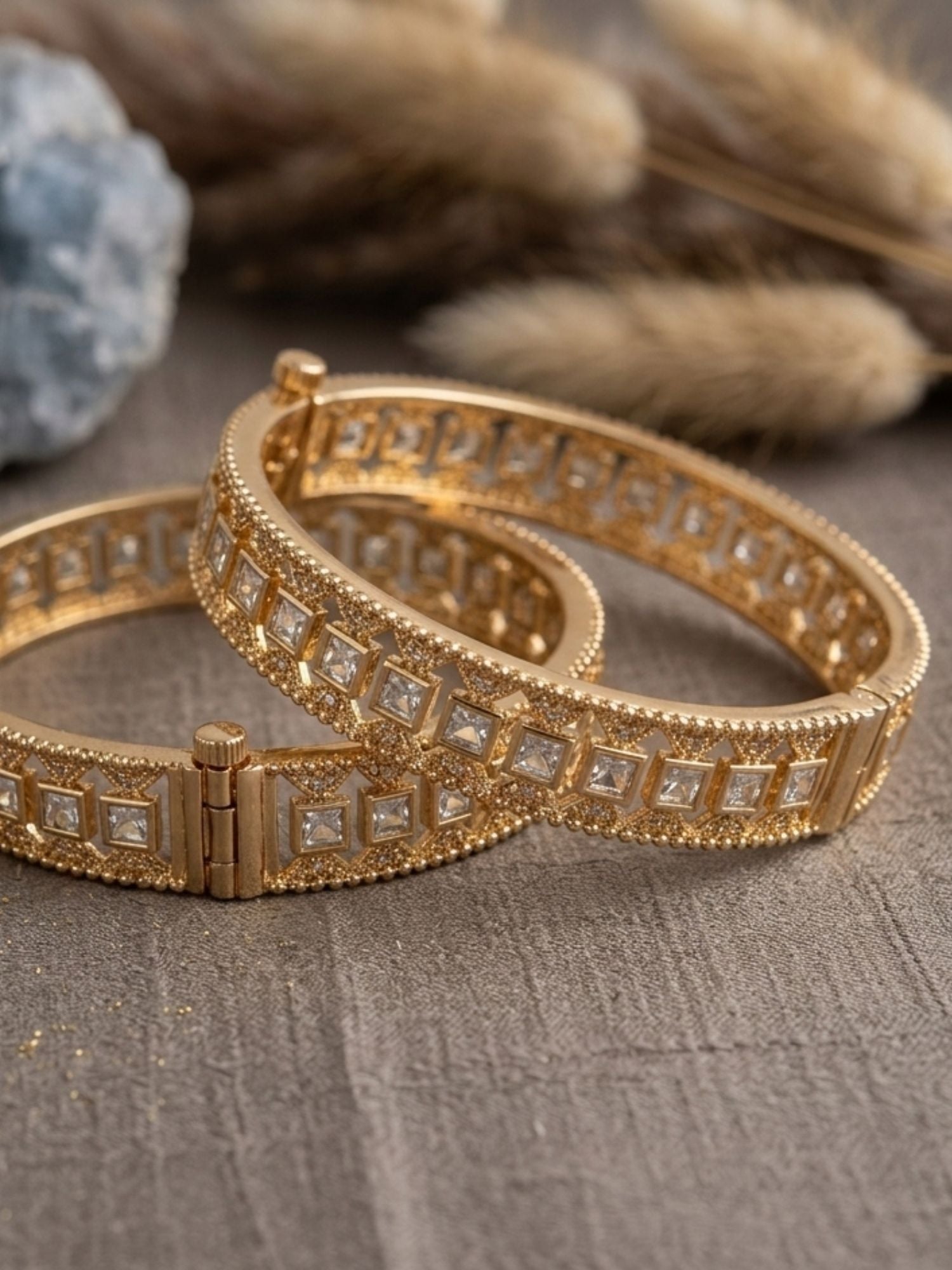 Abdesigns Gold Plated Polki Diamond Bangles