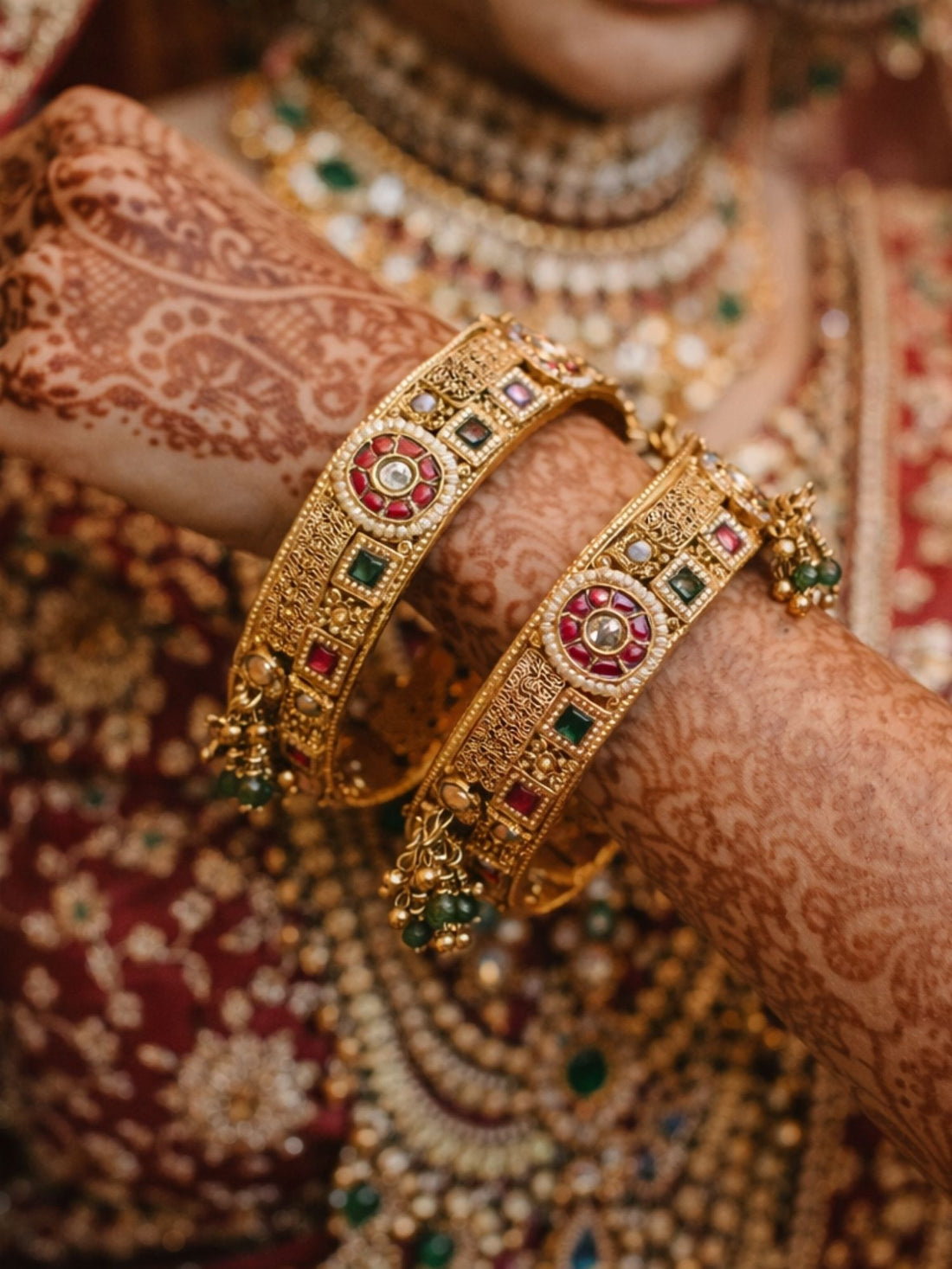Abdesigns multicolour antique gold plated jadau polki bangles traditional rajasthani jewellery