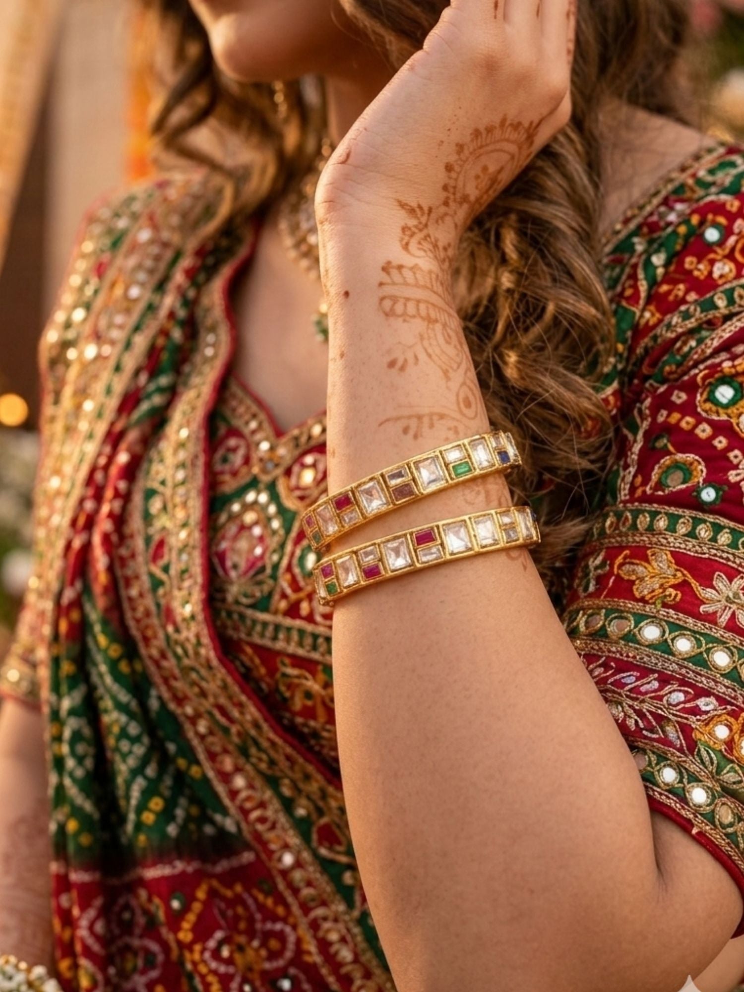 Abdesigns traditional gold plated slim square polki bangles unique geometric jewellery design
