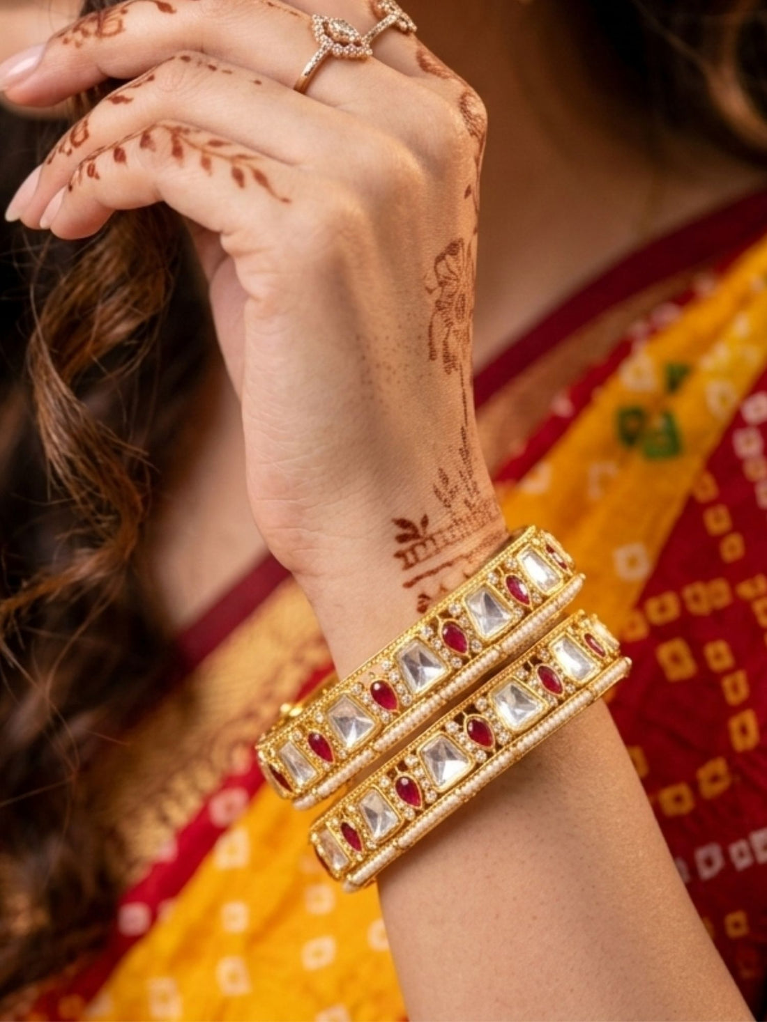 Abdesigns gold plated classic polki moissanite bangles timeless traditional jewellery design