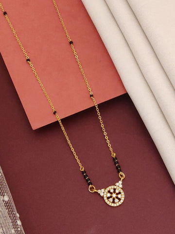 Abdesigns Gold Plated Black Beads Mangalsutra