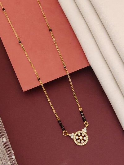 Abdesigns Gold Plated Black Beads Mangalsutra