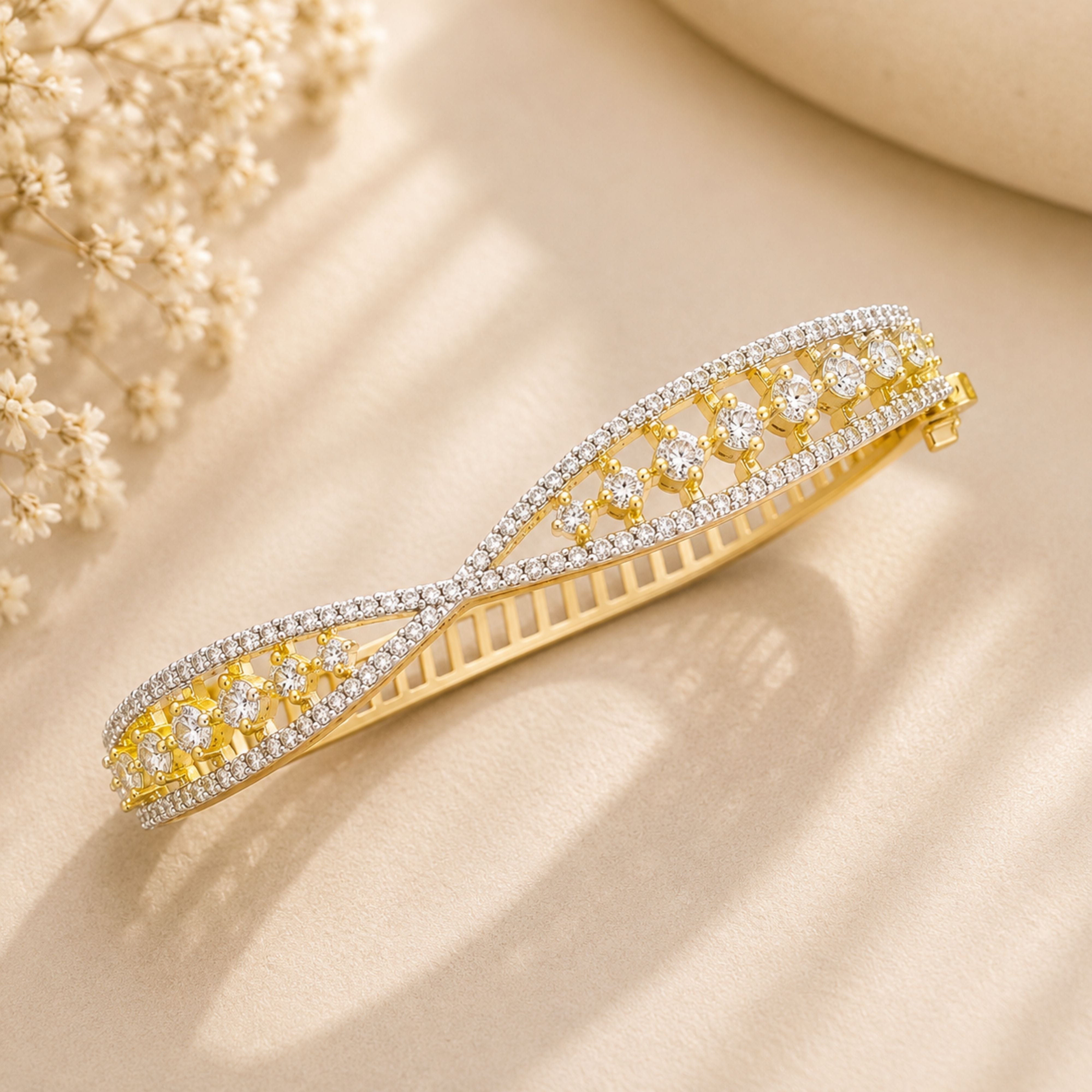 Gold Plated CZ Bracelet – Luxury Party Wear | Abdesigns