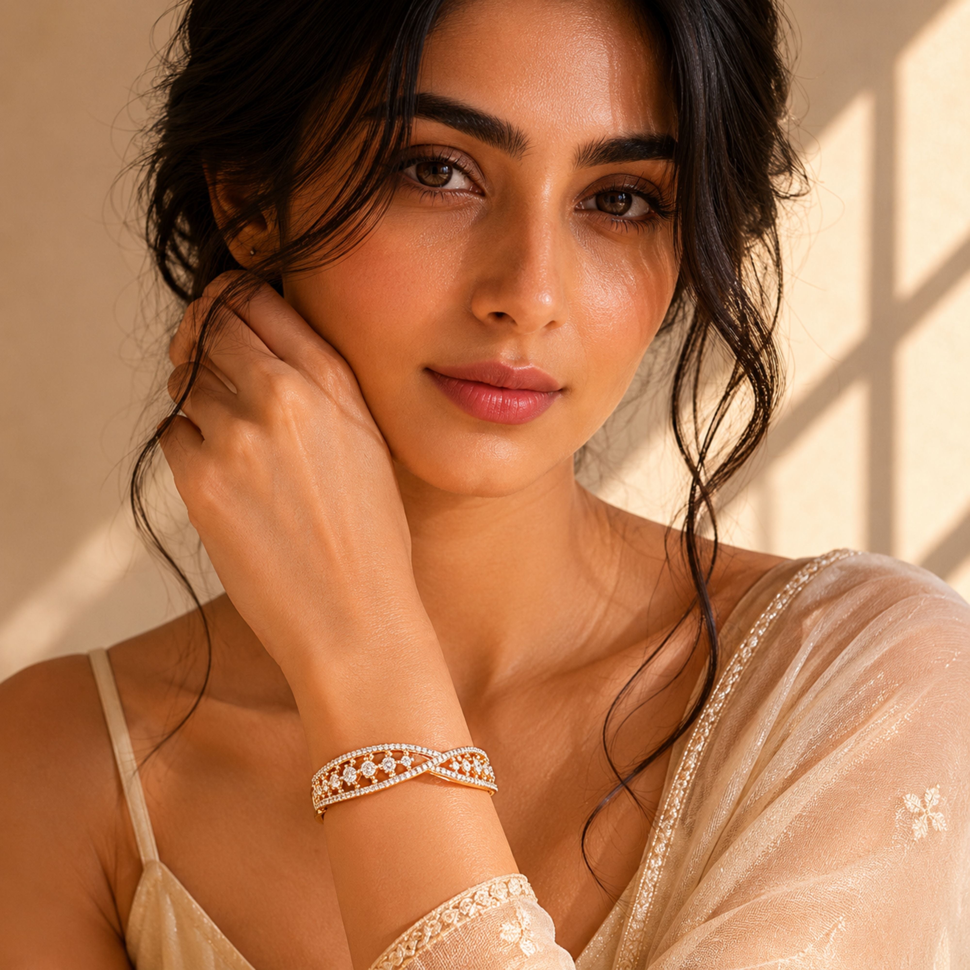Gold Plated CZ Bracelet – Luxury Party Wear | Abdesigns