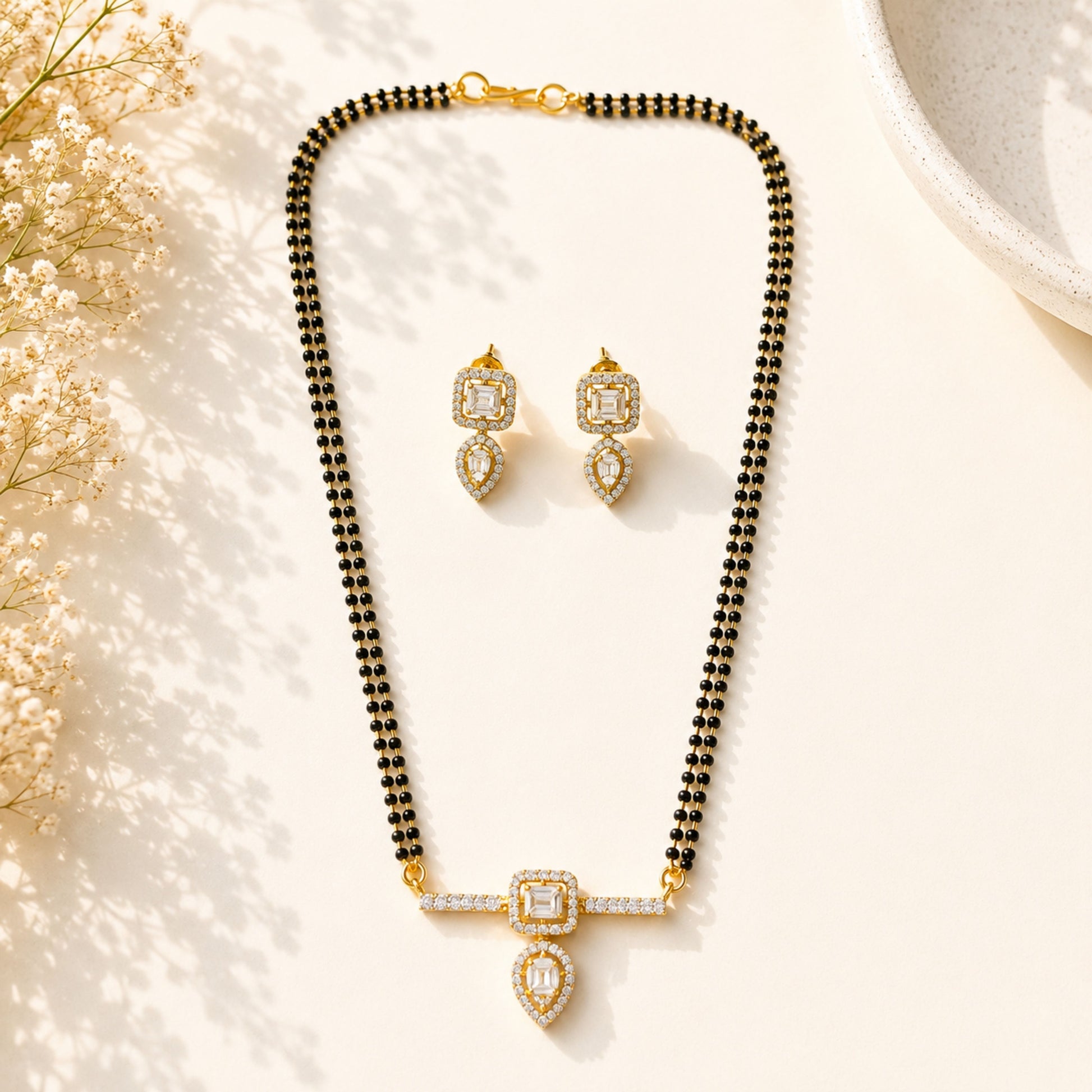 Gold Plated Diamond Look Mangalsutra – Minimal Elegance - mangalsutra by Abdesigns Jewellery