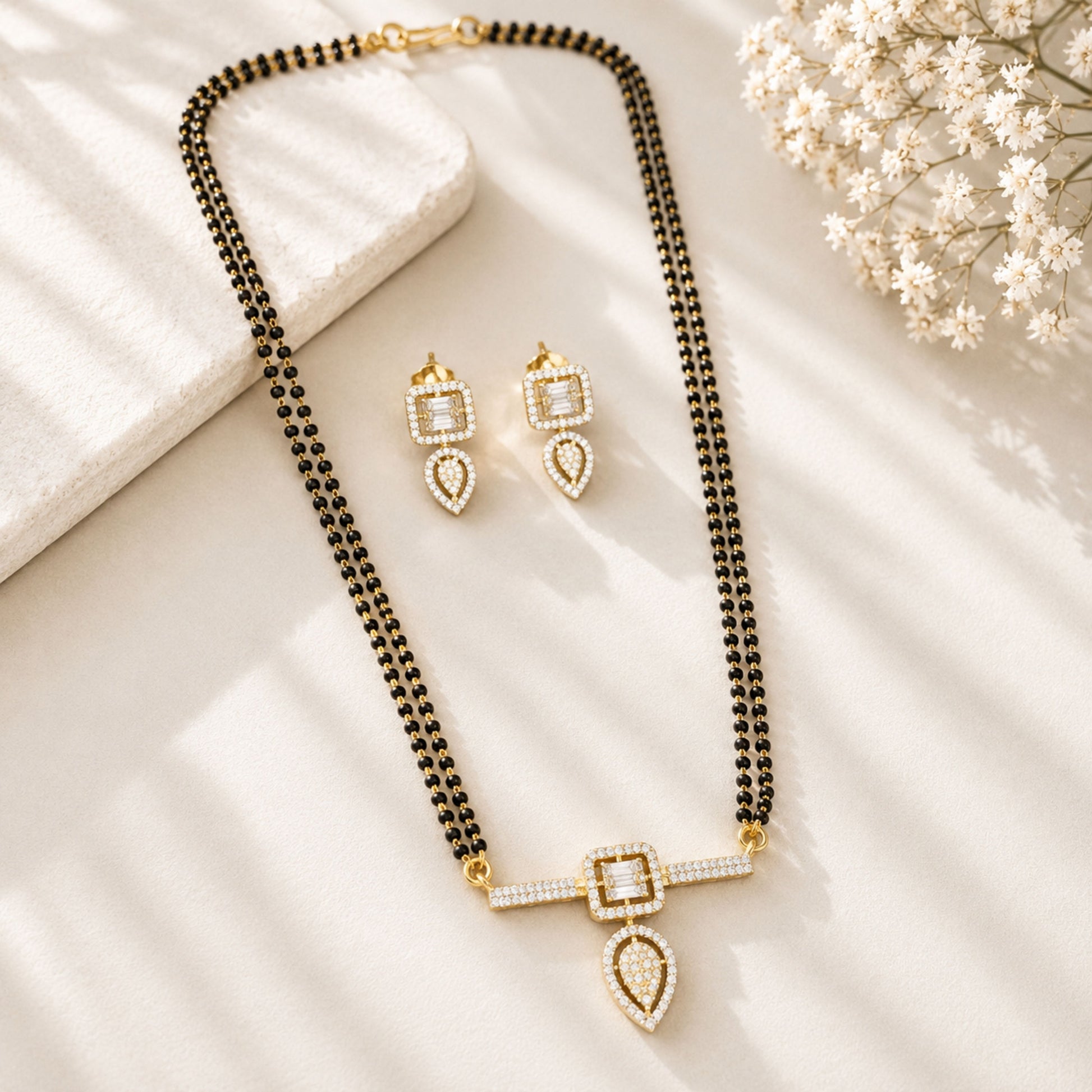 Gold Plated Diamond Look Mangalsutra – Minimal Elegance - mangalsutra by Abdesigns Jewellery