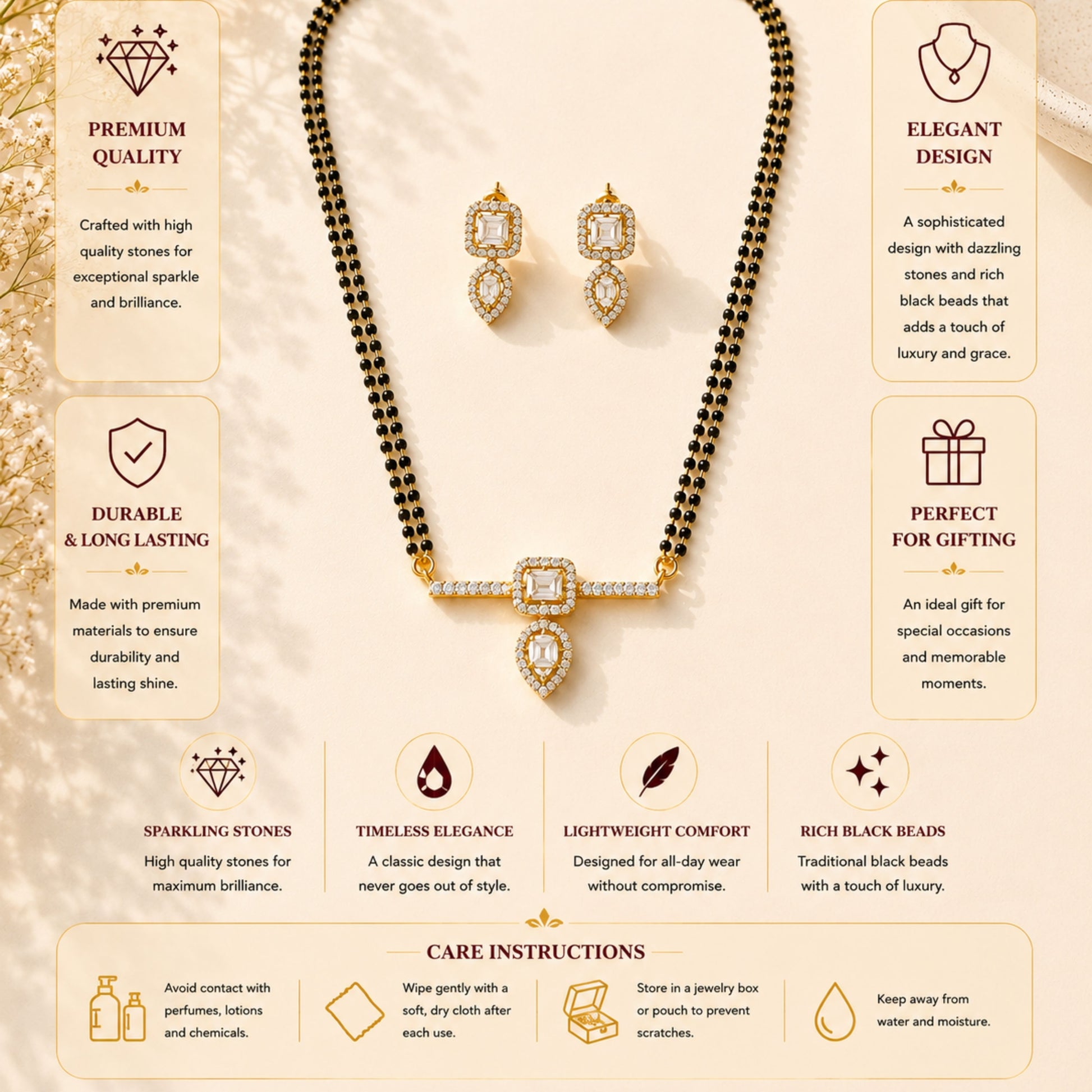Gold Plated Diamond Look Mangalsutra – Minimal Elegance - mangalsutra by Abdesigns Jewellery