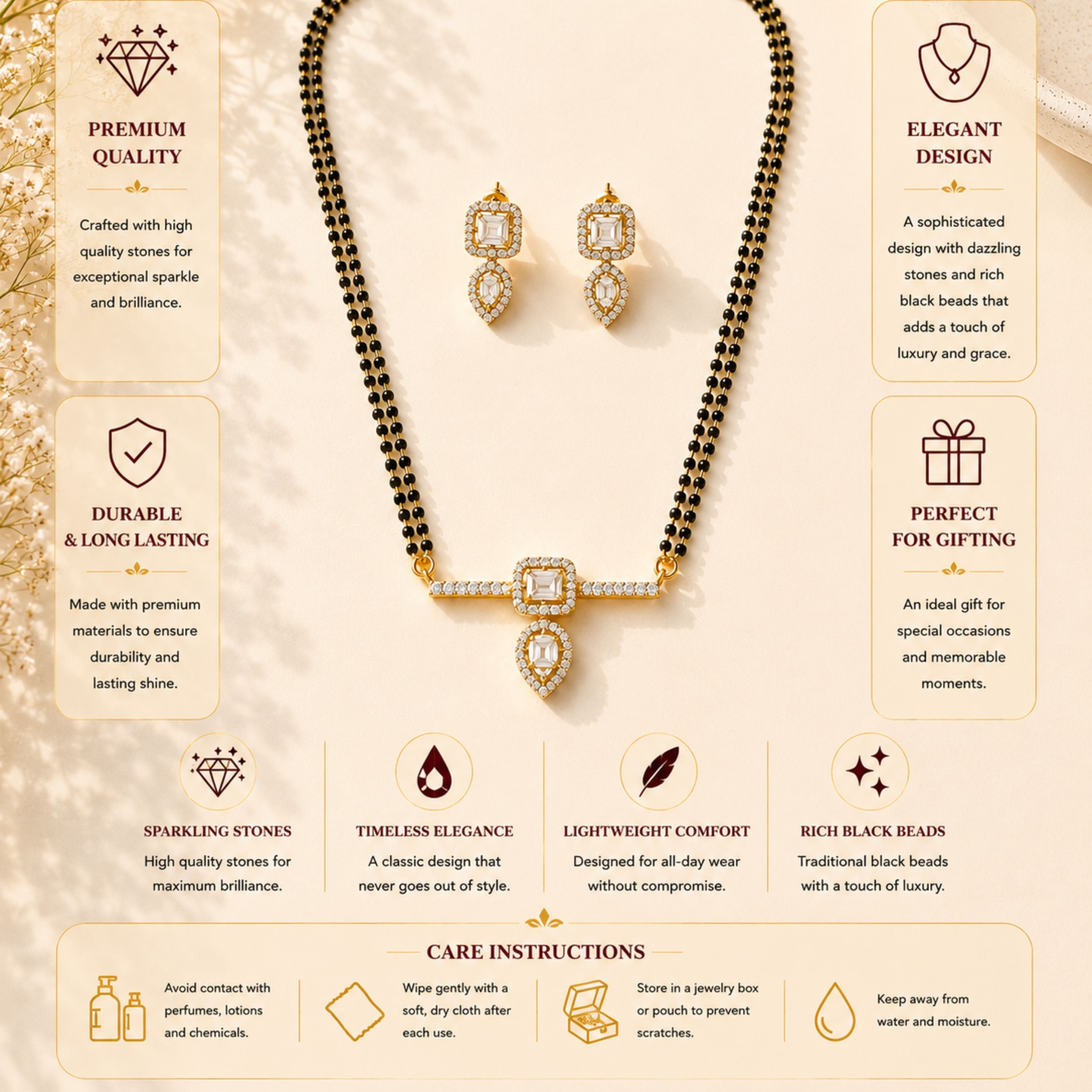 Gold Plated Diamond Look Mangalsutra – Minimal Elegance - mangalsutra by Abdesigns Jewellery