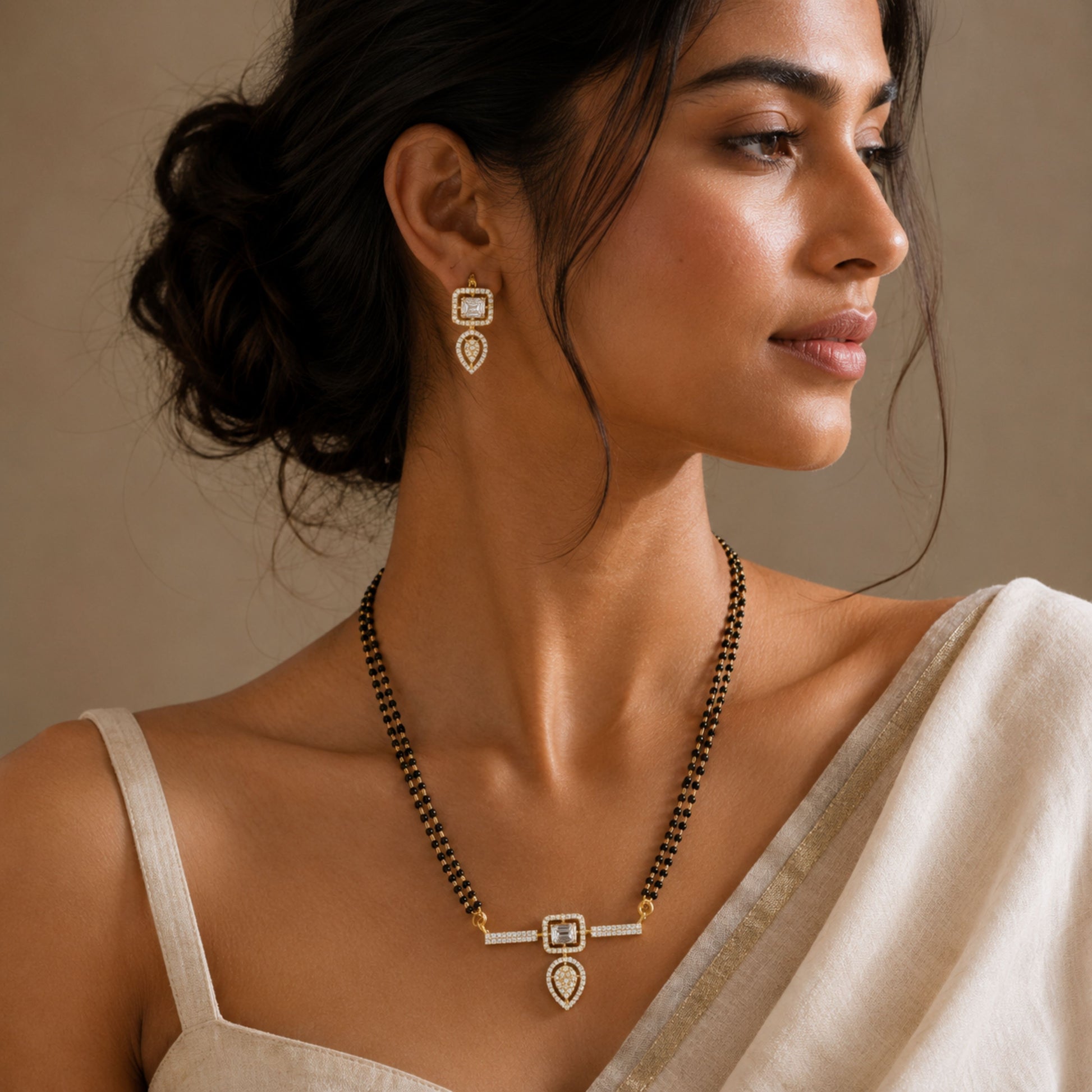 Gold Plated Diamond Look Mangalsutra – Minimal Elegance - mangalsutra by Abdesigns Jewellery