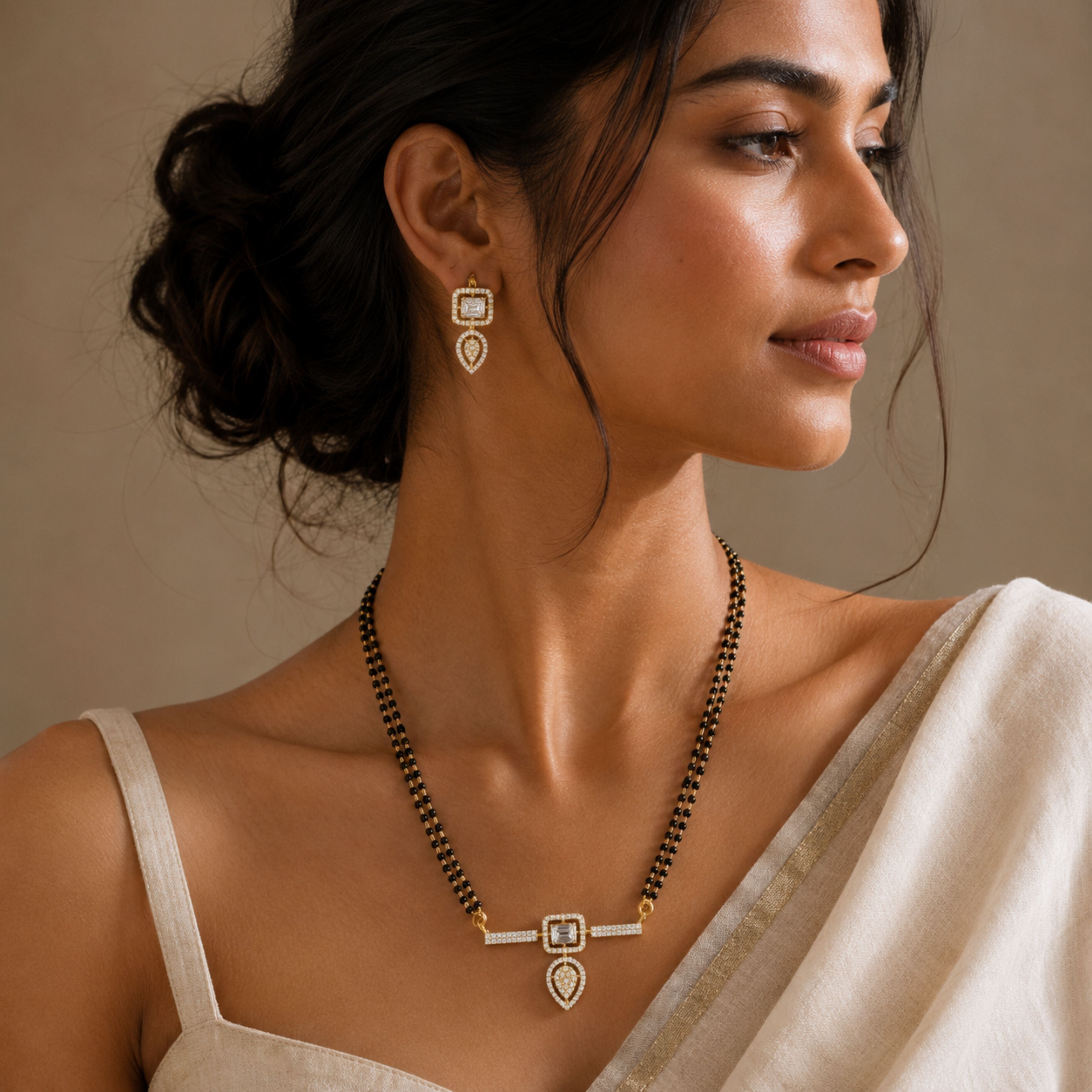 Gold Plated Diamond Look Mangalsutra – Minimal Elegance - mangalsutra by Abdesigns Jewellery