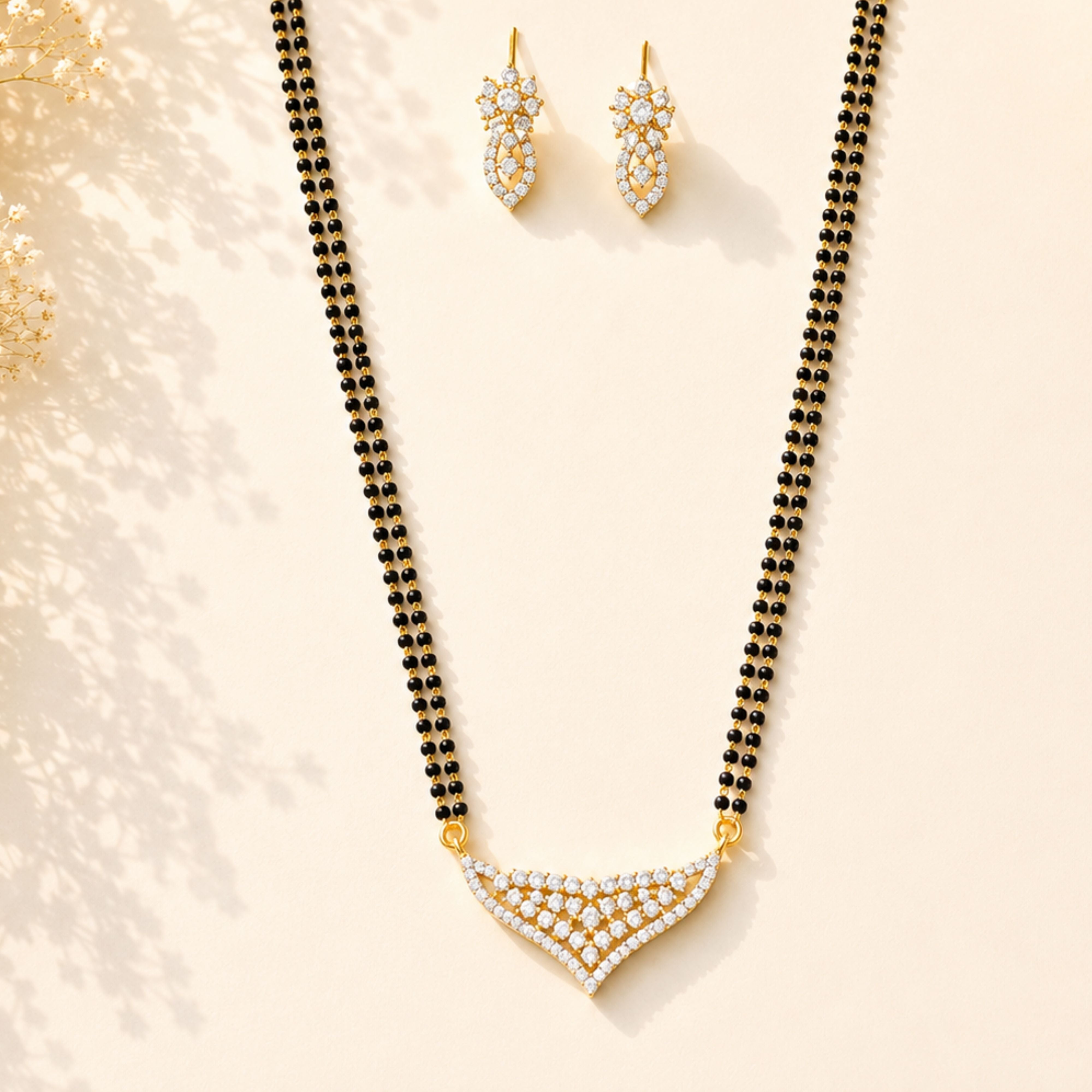 V Shape Diamond Look Mangalsutra Set – Elegant Daily Glam | Abdesigns