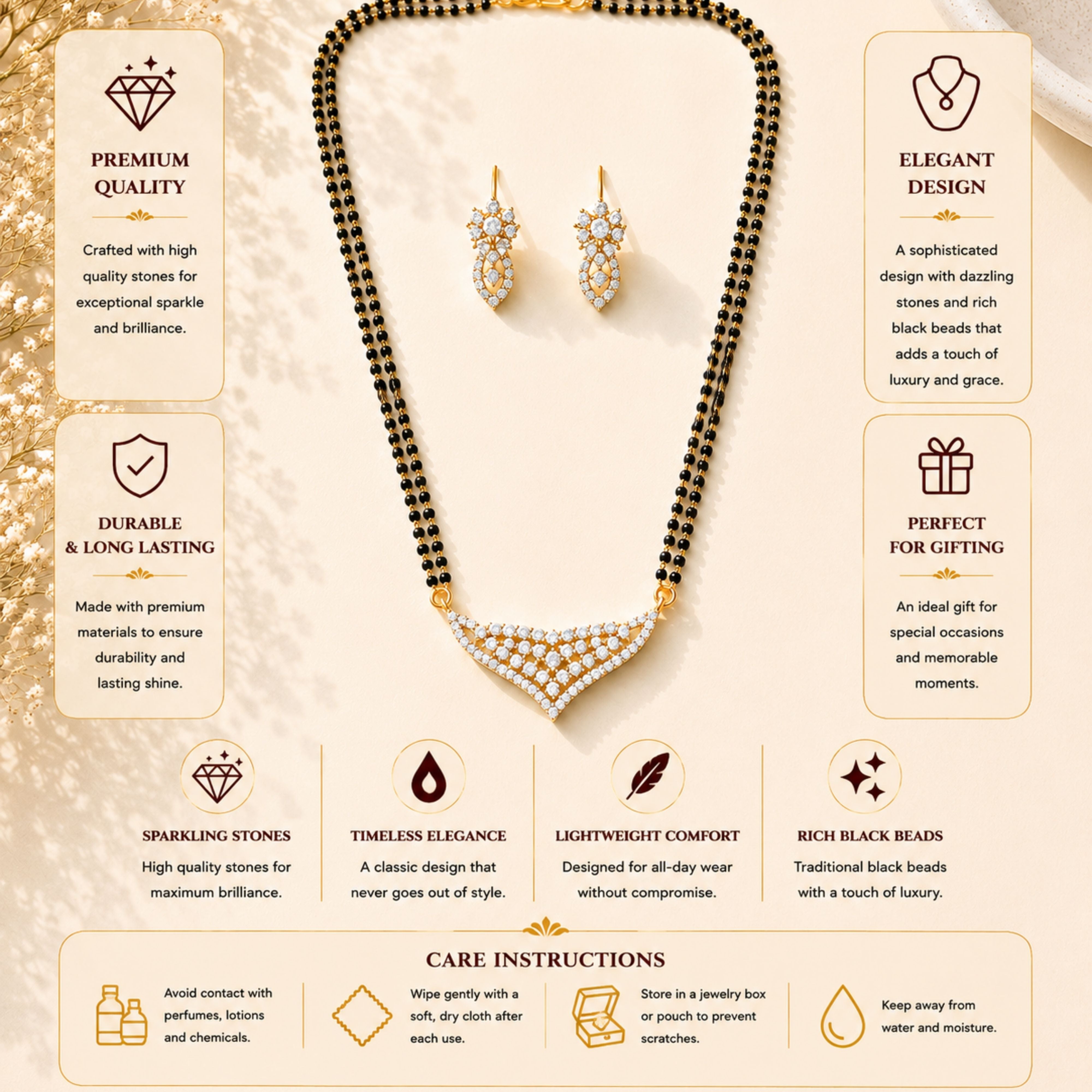 V Shape Diamond Look Mangalsutra Set – Elegant Daily Glam | Abdesigns