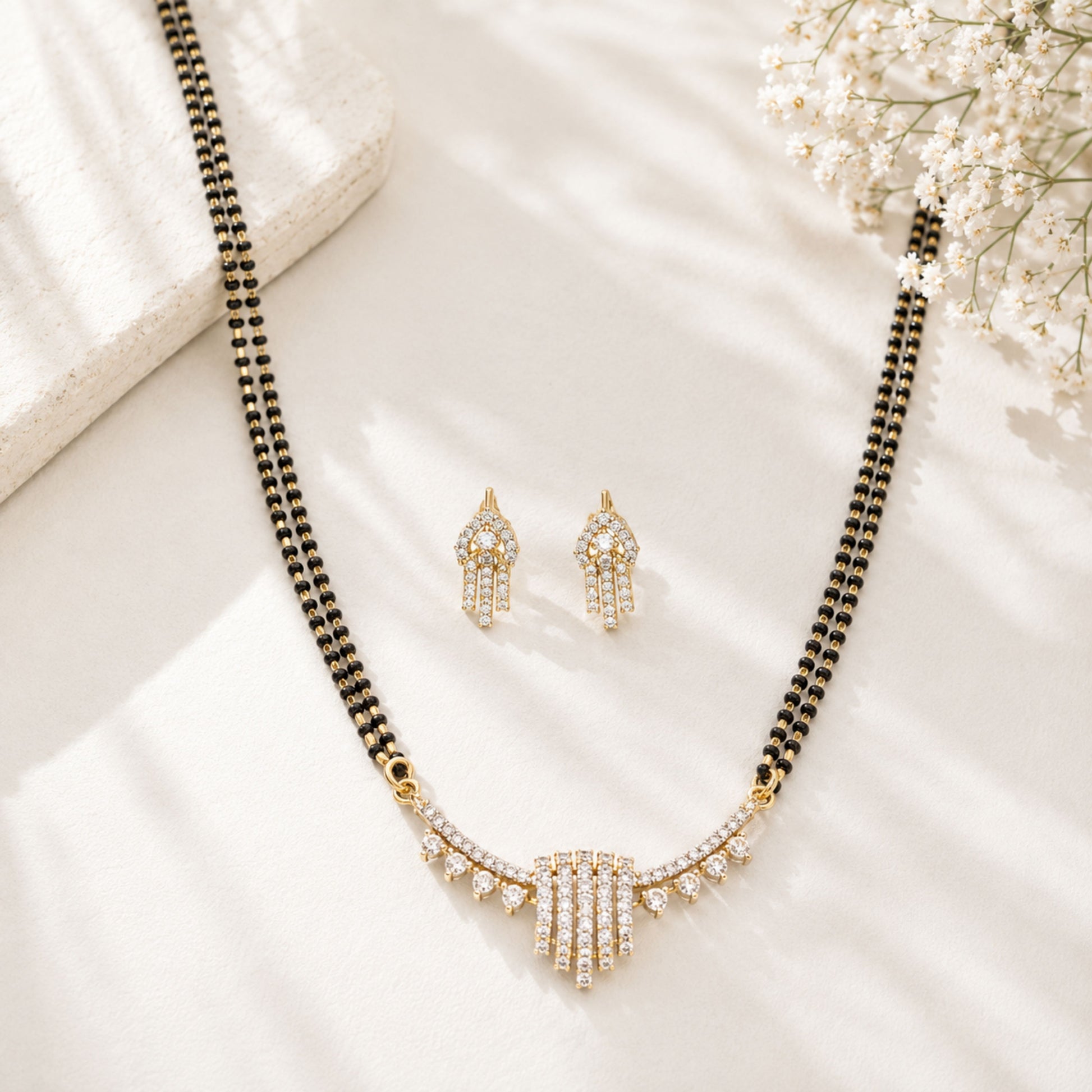 Diamond Look Mangalsutra Set – Elegant Daily Glam - mangalsutra by Abdesigns Jewellery