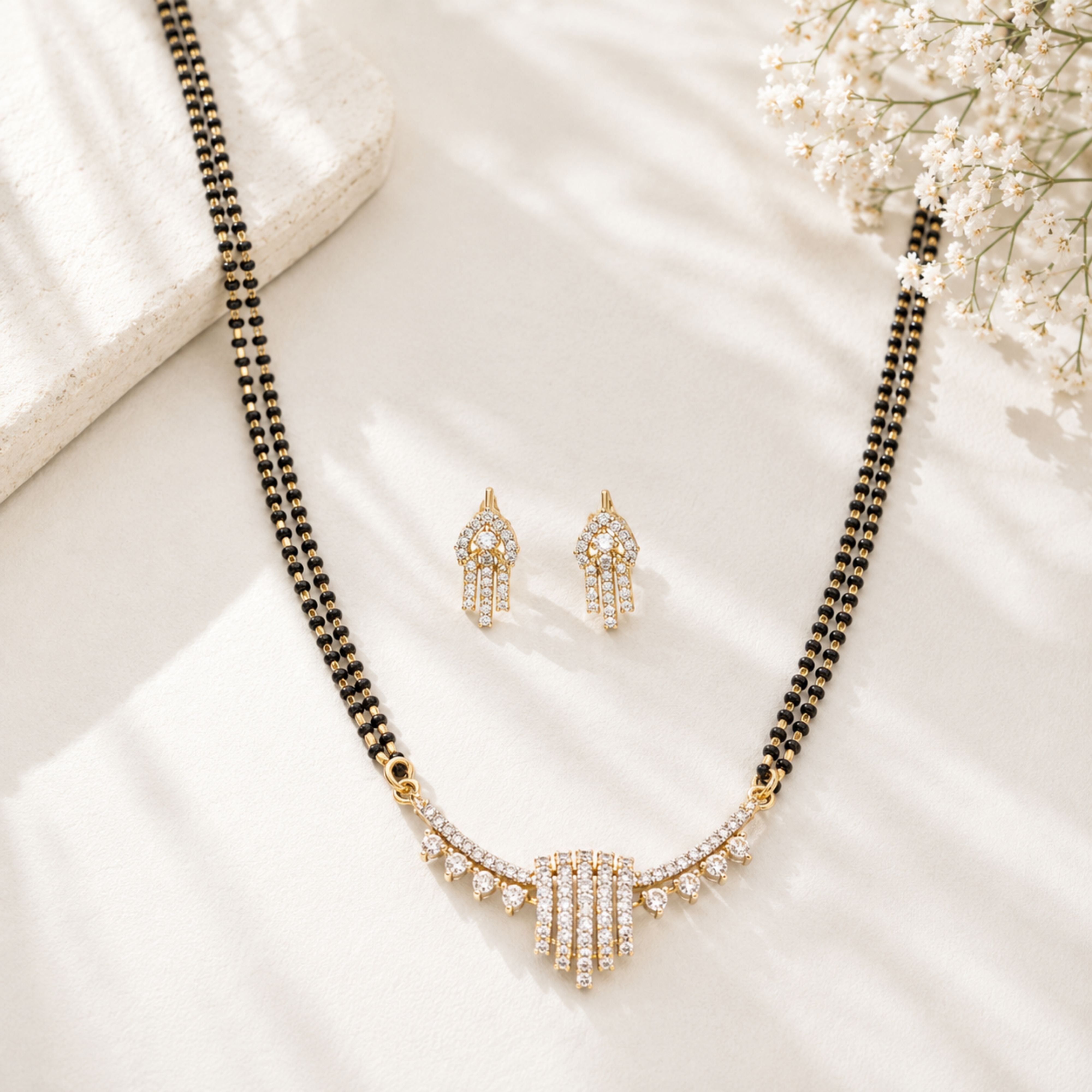 Diamond Look Mangalsutra Set – Elegant Daily Glam - mangalsutra by Abdesigns Jewellery