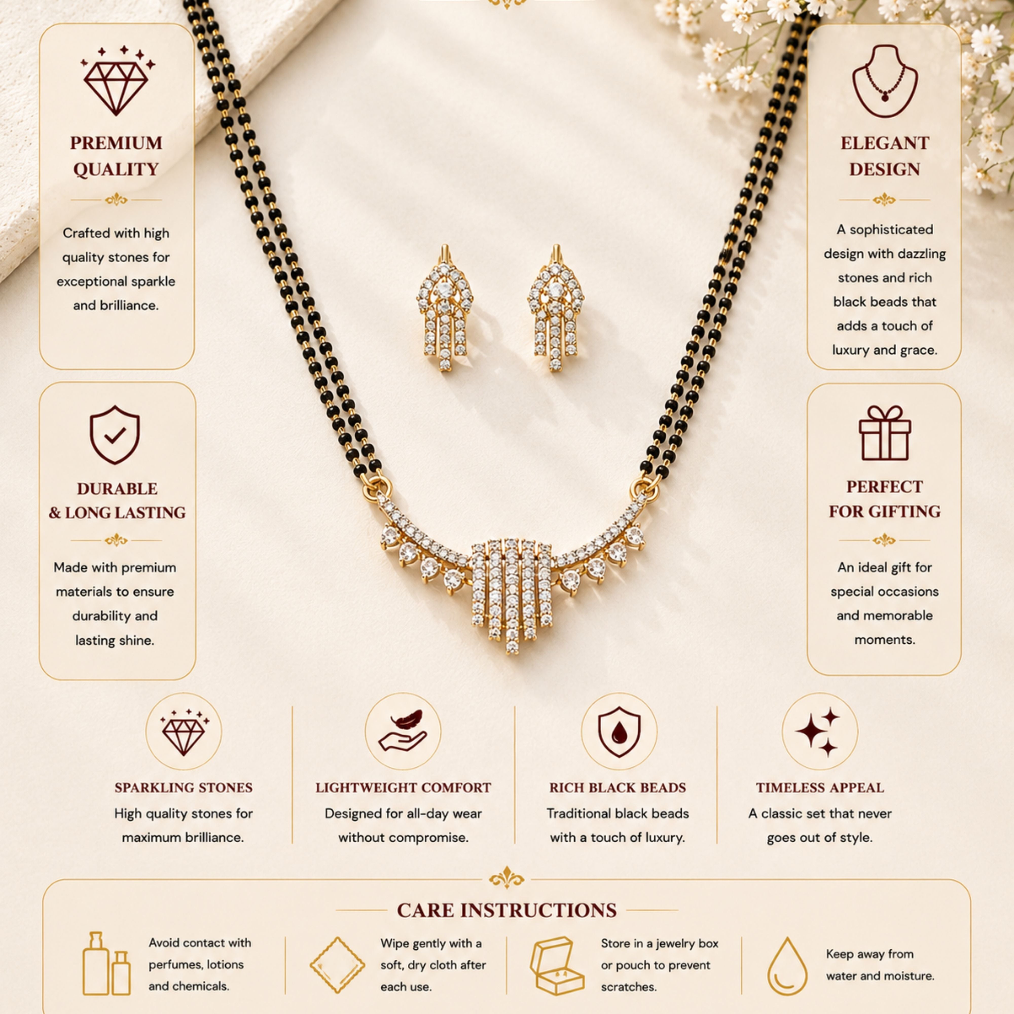 Diamond Look Mangalsutra Set – Elegant Daily Glam - mangalsutra by Abdesigns Jewellery