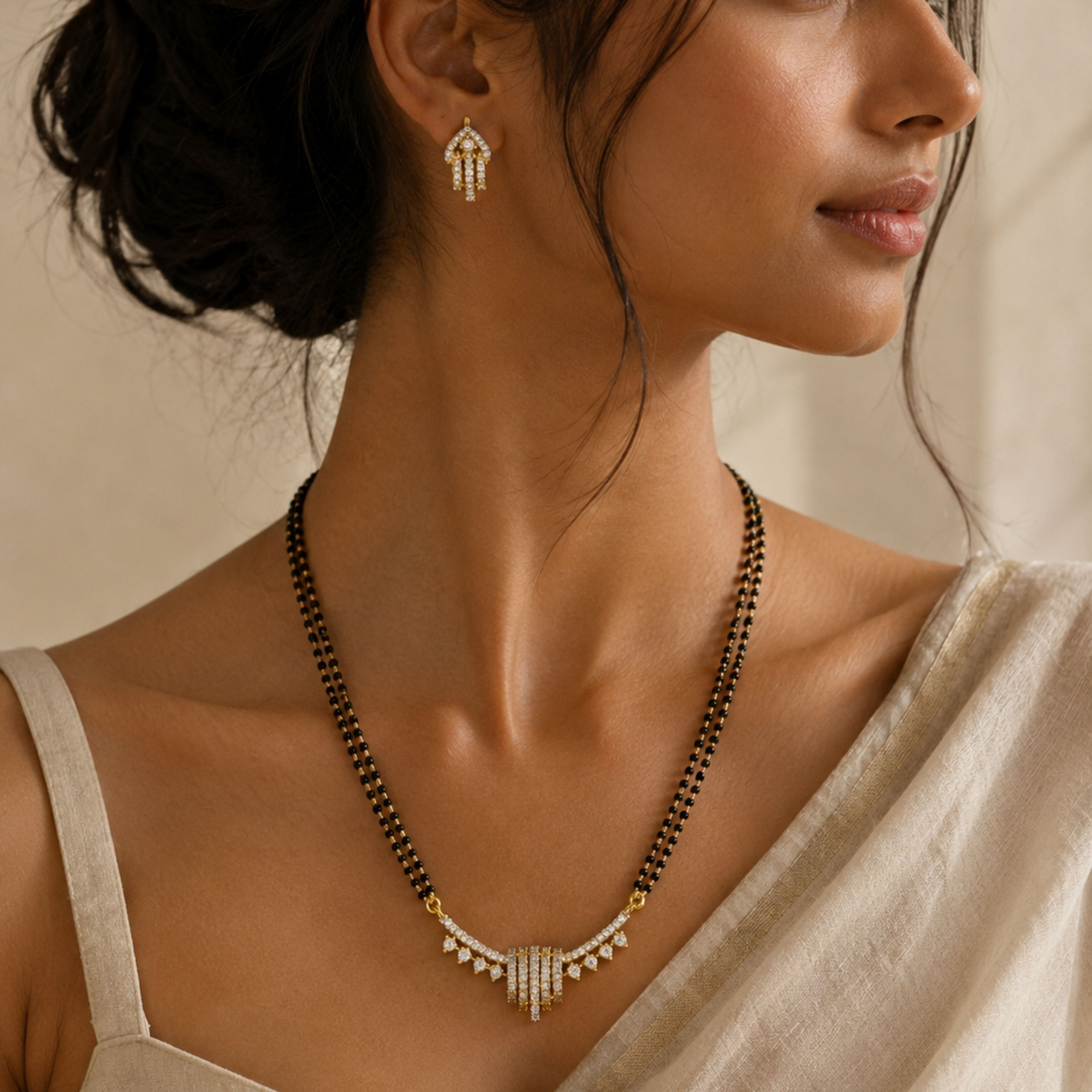 Diamond Look Mangalsutra Set – Elegant Daily Glam - mangalsutra by Abdesigns Jewellery