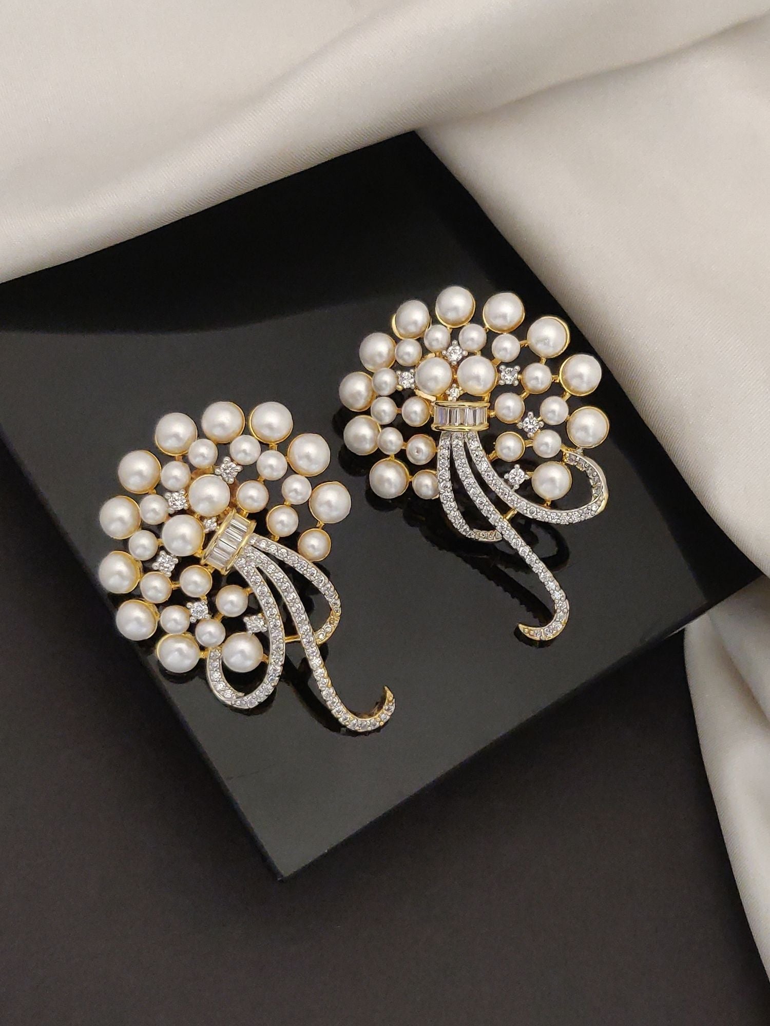 Abdesigns Gold Plated American Diamond Studs Earring