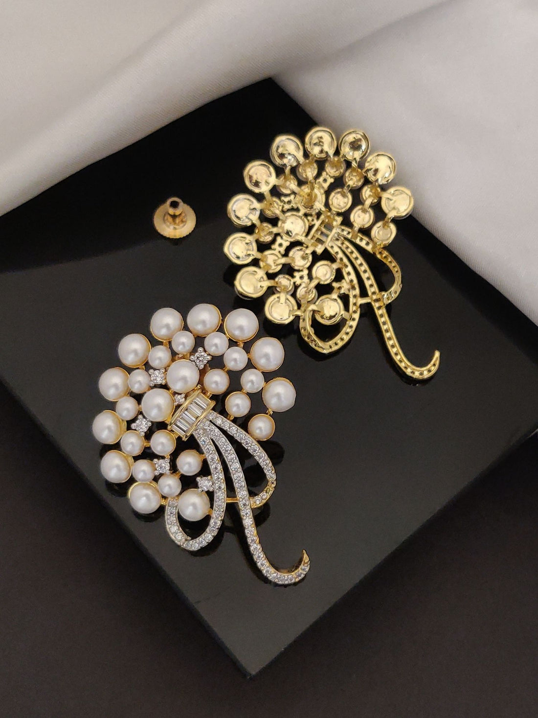 Abdesigns Gold Plated American Diamond Studs Earring