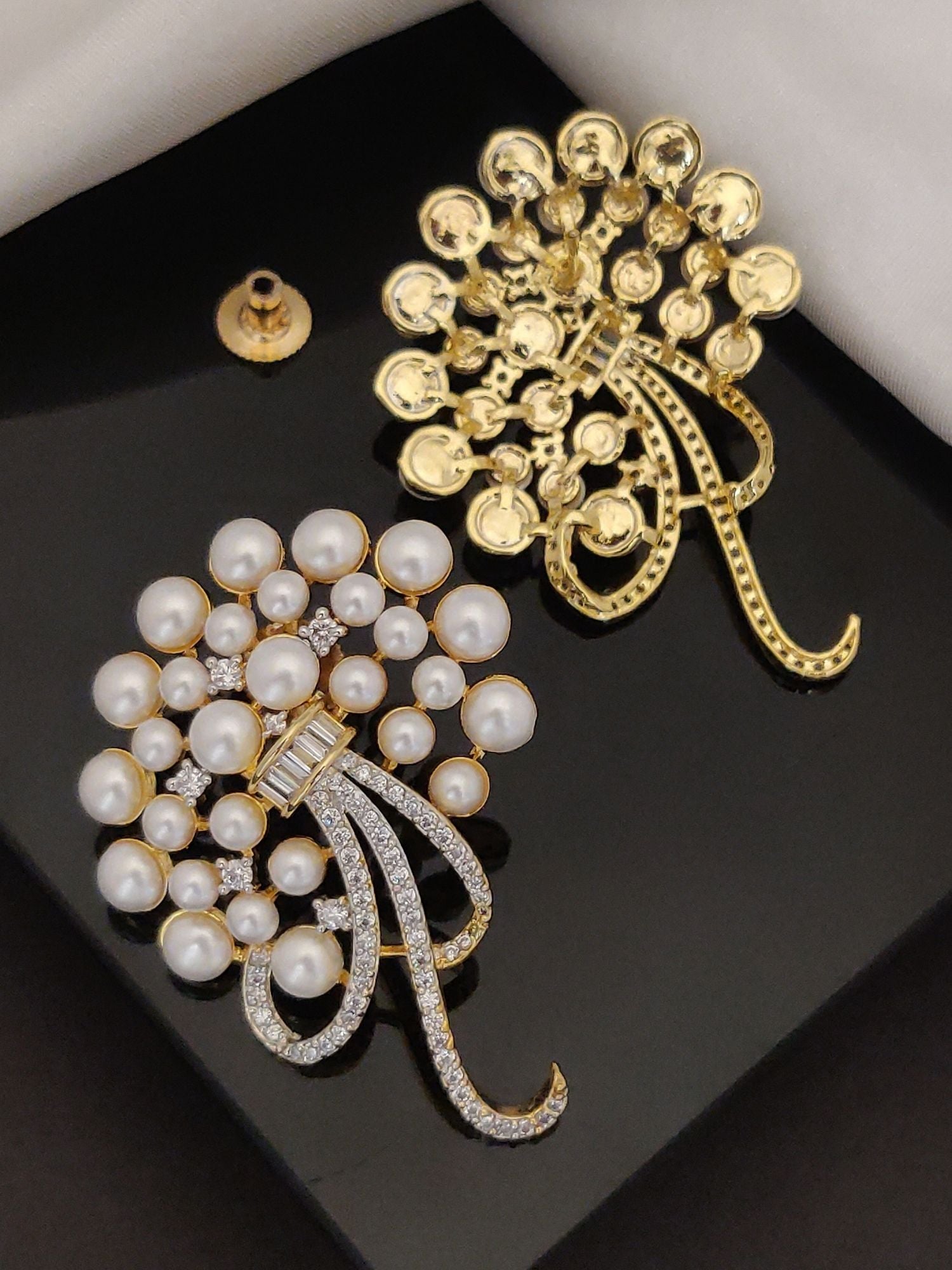 Abdesigns Gold Plated American Diamond Studs Earring