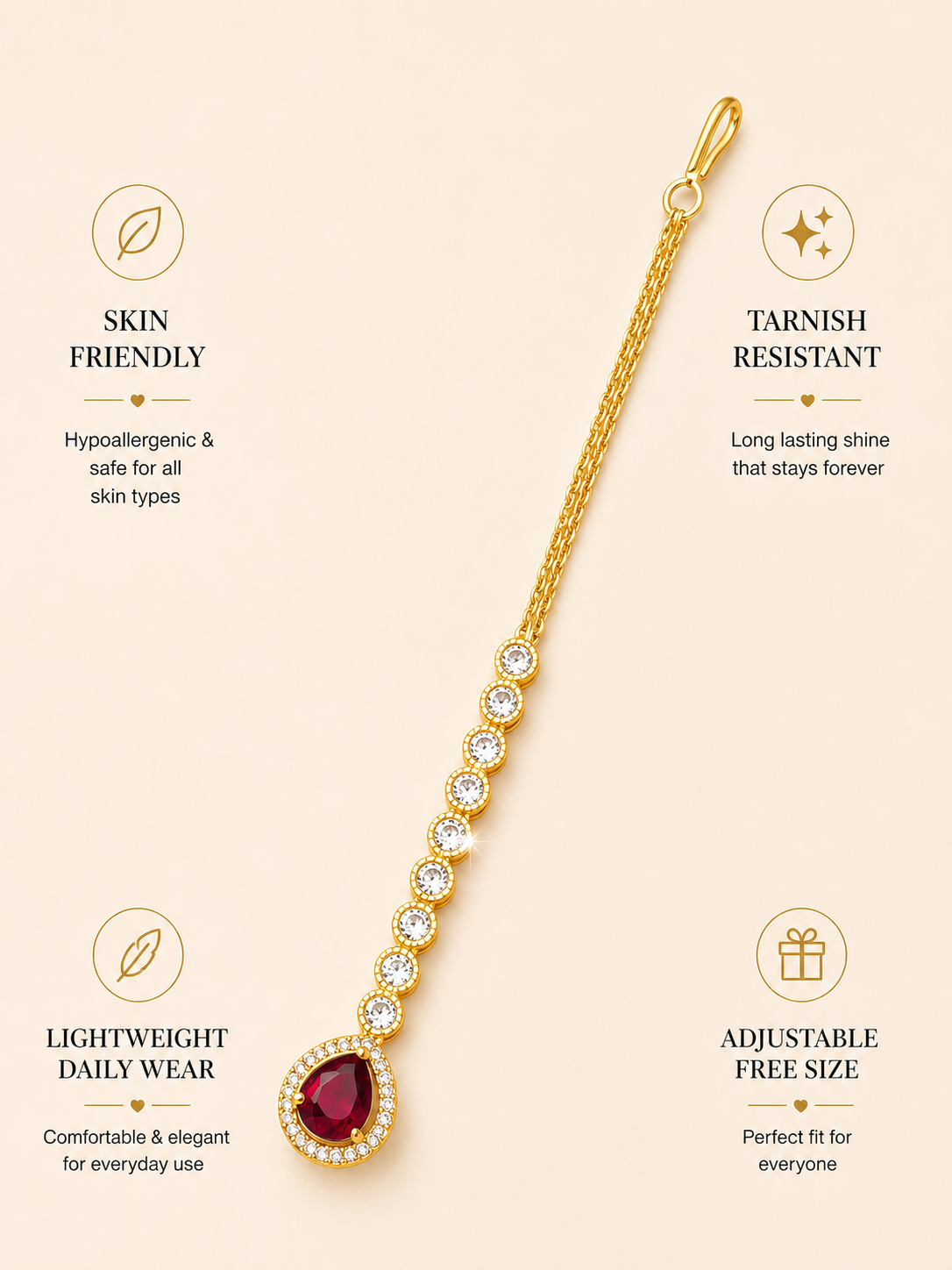 Abdesigns Gold Plated Gemstone Maangtikka for Bride