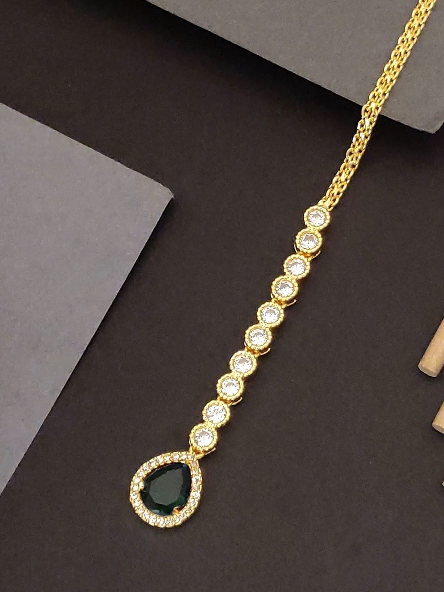 Abdesigns Gold Plated Gemstone Maangtikka for Bride