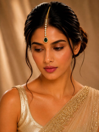 Abdesigns Gold Plated Gemstone Maangtikka for Bride