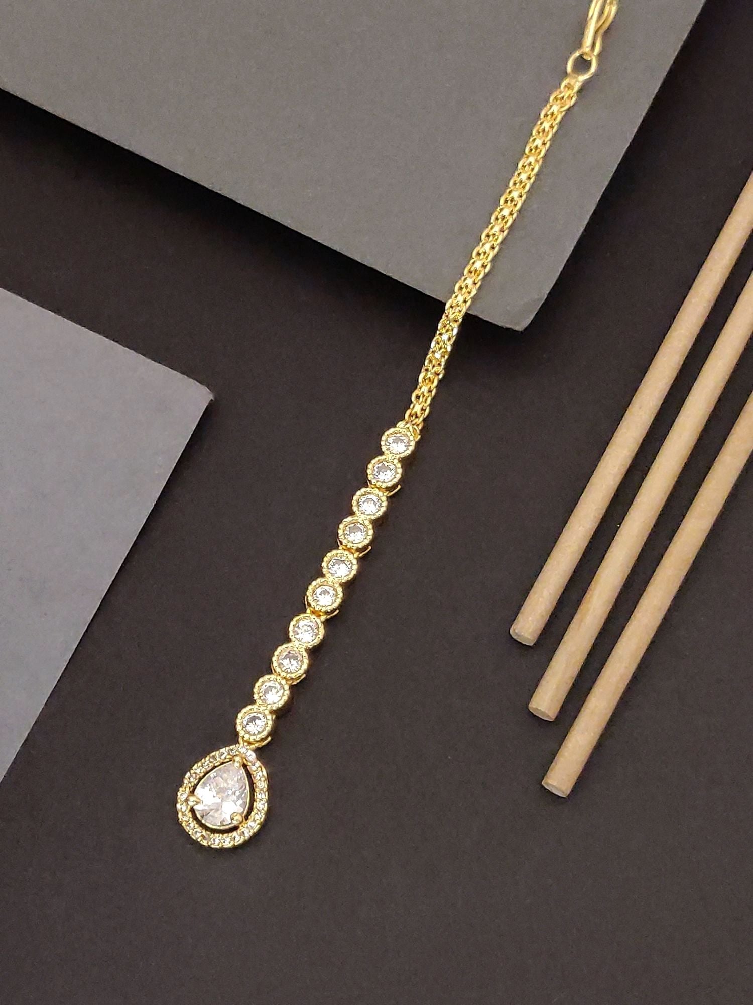 Abdesigns Gold Plated Teardrop Maangtikka