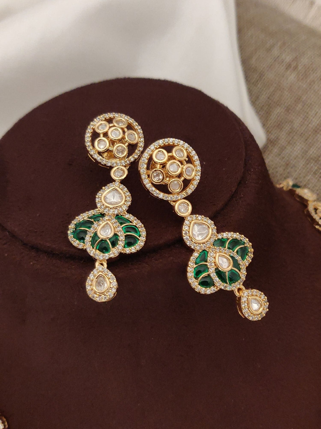 Abdesigns Layered Gold Plated Polki Necklace Set