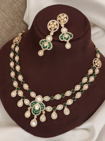 Abdesigns Layered Gold Plated Polki Necklace Set