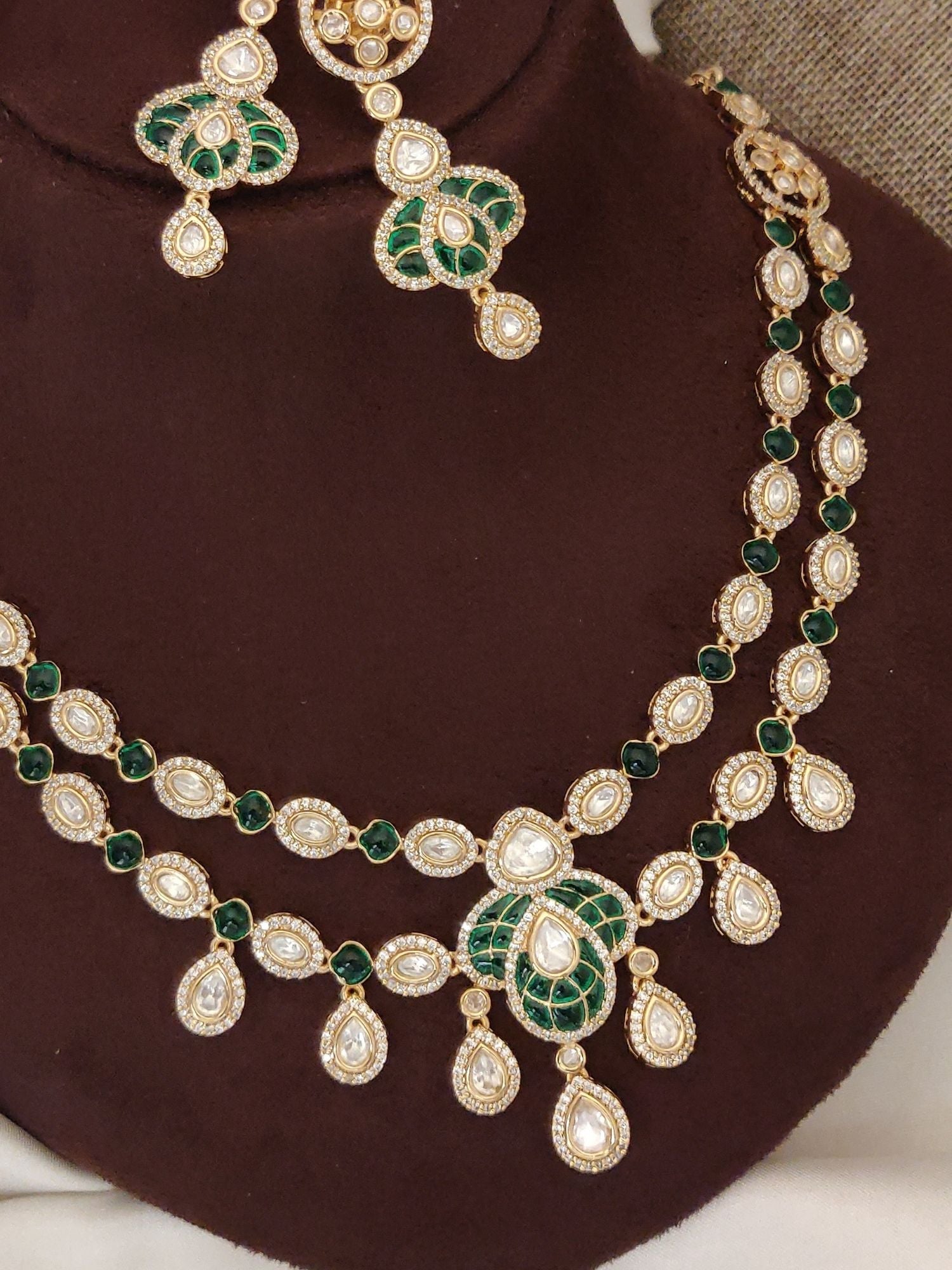 Abdesigns Layered Gold Plated Polki Necklace Set