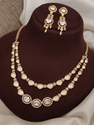Abdesigns Gold Plated Polki Necklace Set