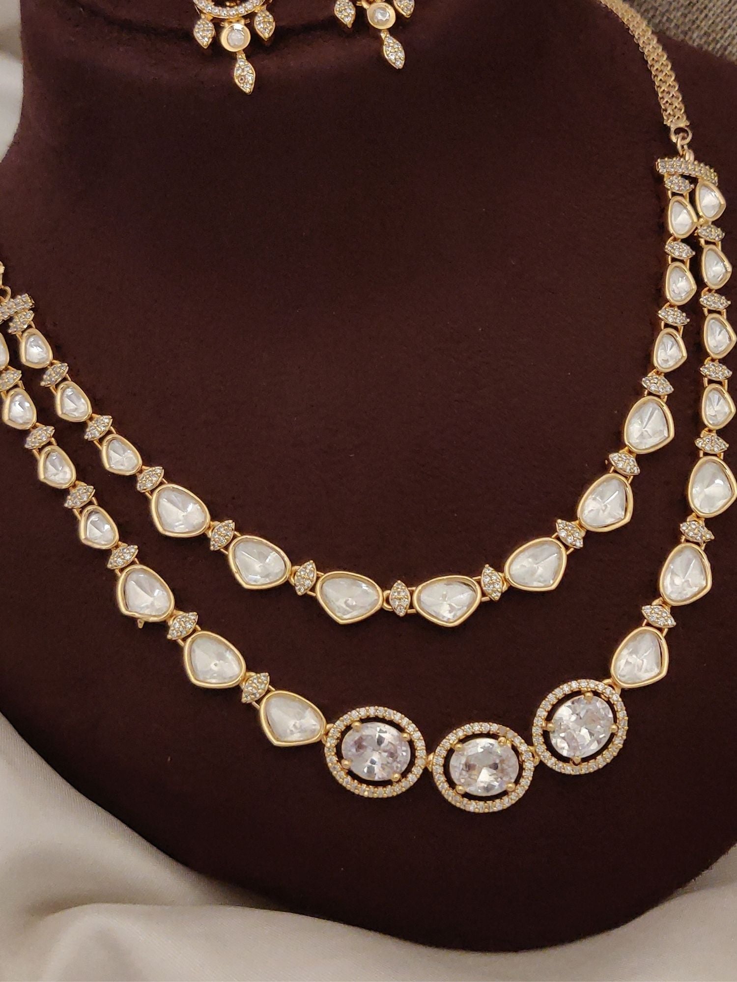 Abdesigns Gold Plated Polki Necklace Set