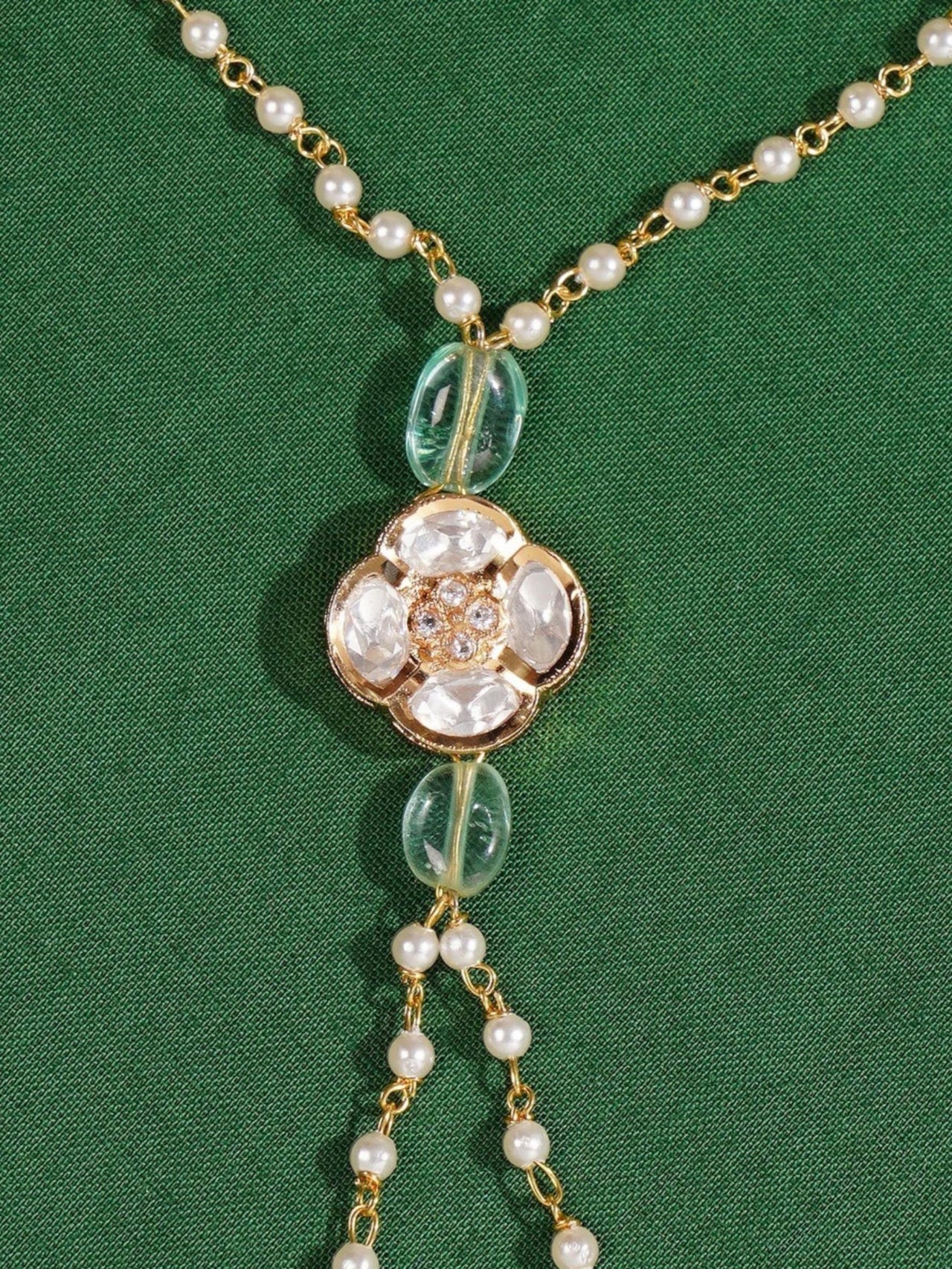 Charming Gold Plated Polki Hand Bracelet