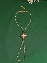 Thumbnail for Charming Gold Plated Polki Hand Bracelet