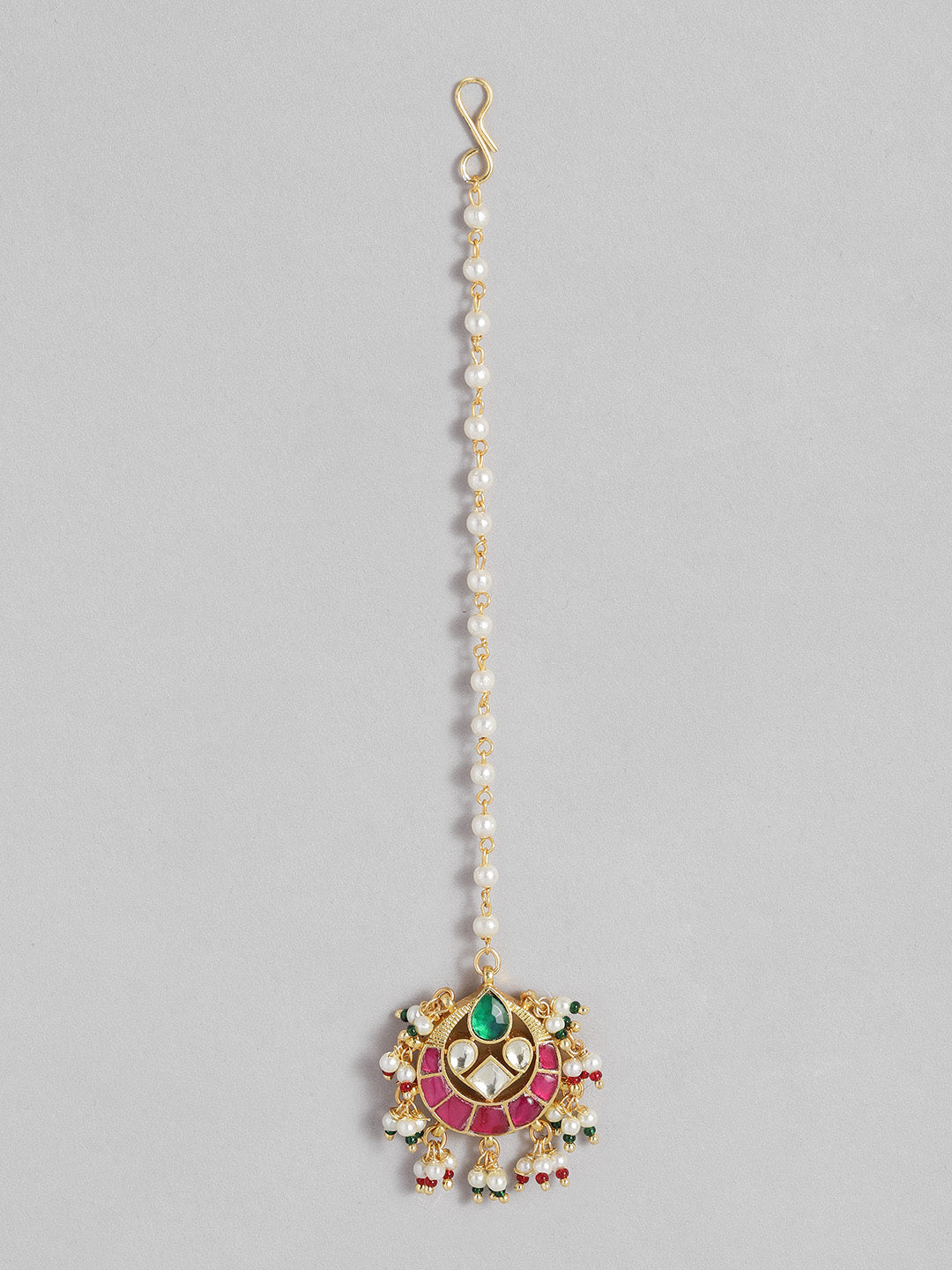 High Quality Gold Plated Pachi Kundan Maangtikka