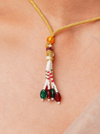 Thumbnail for Gold Plated Royal Blue Meenakari Polki Hasli Necklace Set