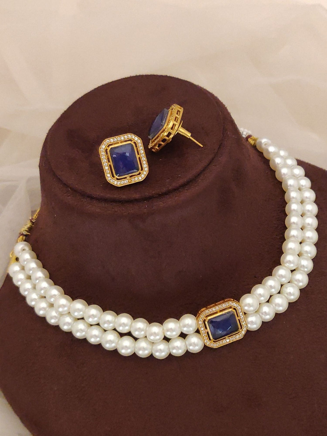 Abdesigns Gold Plated Pearl Choker Necklace Set