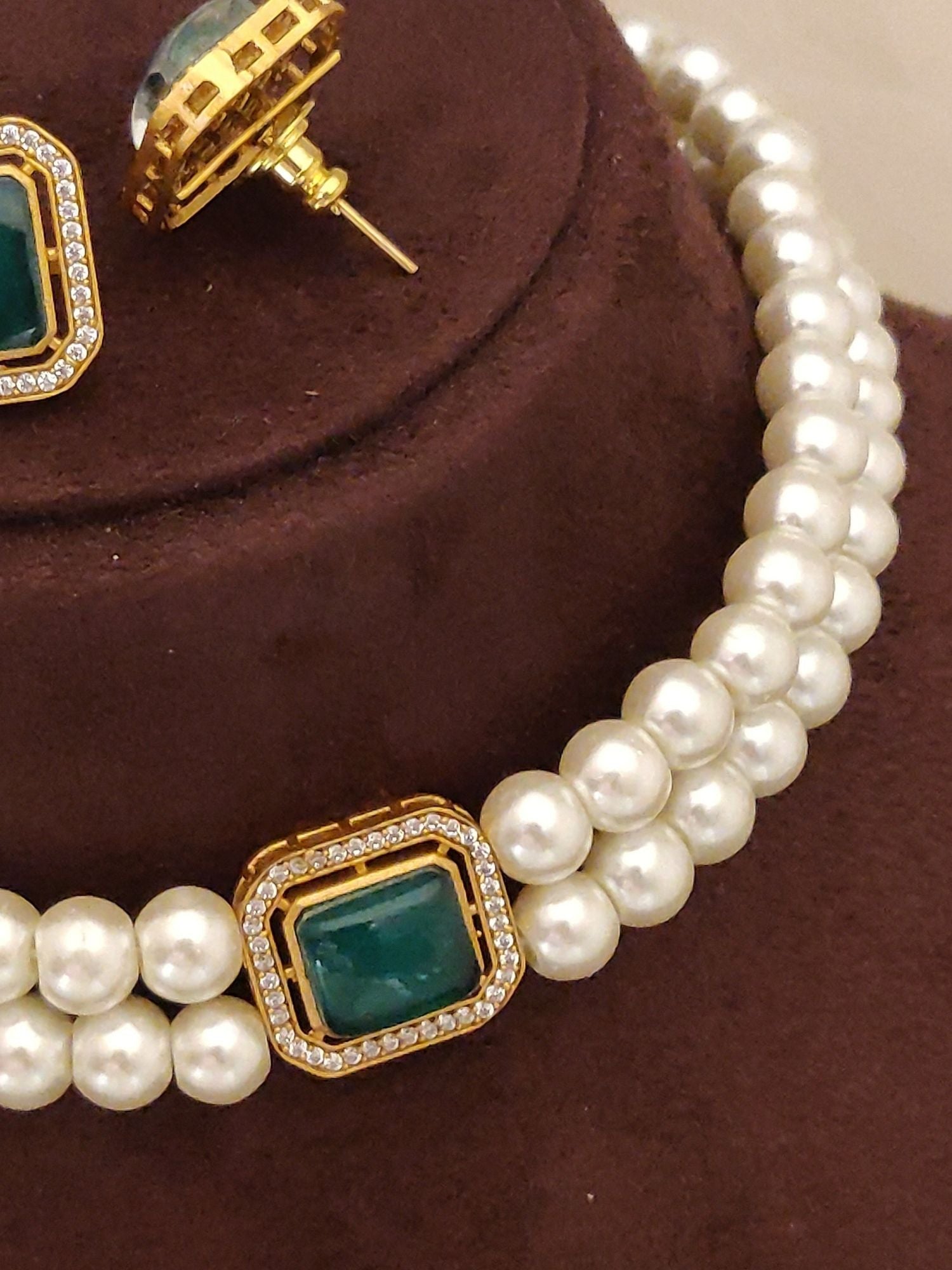 Abdesigns Gold Plated Pearl Choker Necklace Set