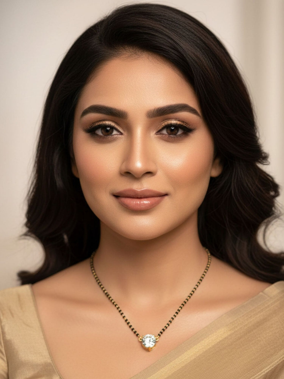 Gold Plated Single Stone Mangalsutra For Women - Abdesignsjewellery