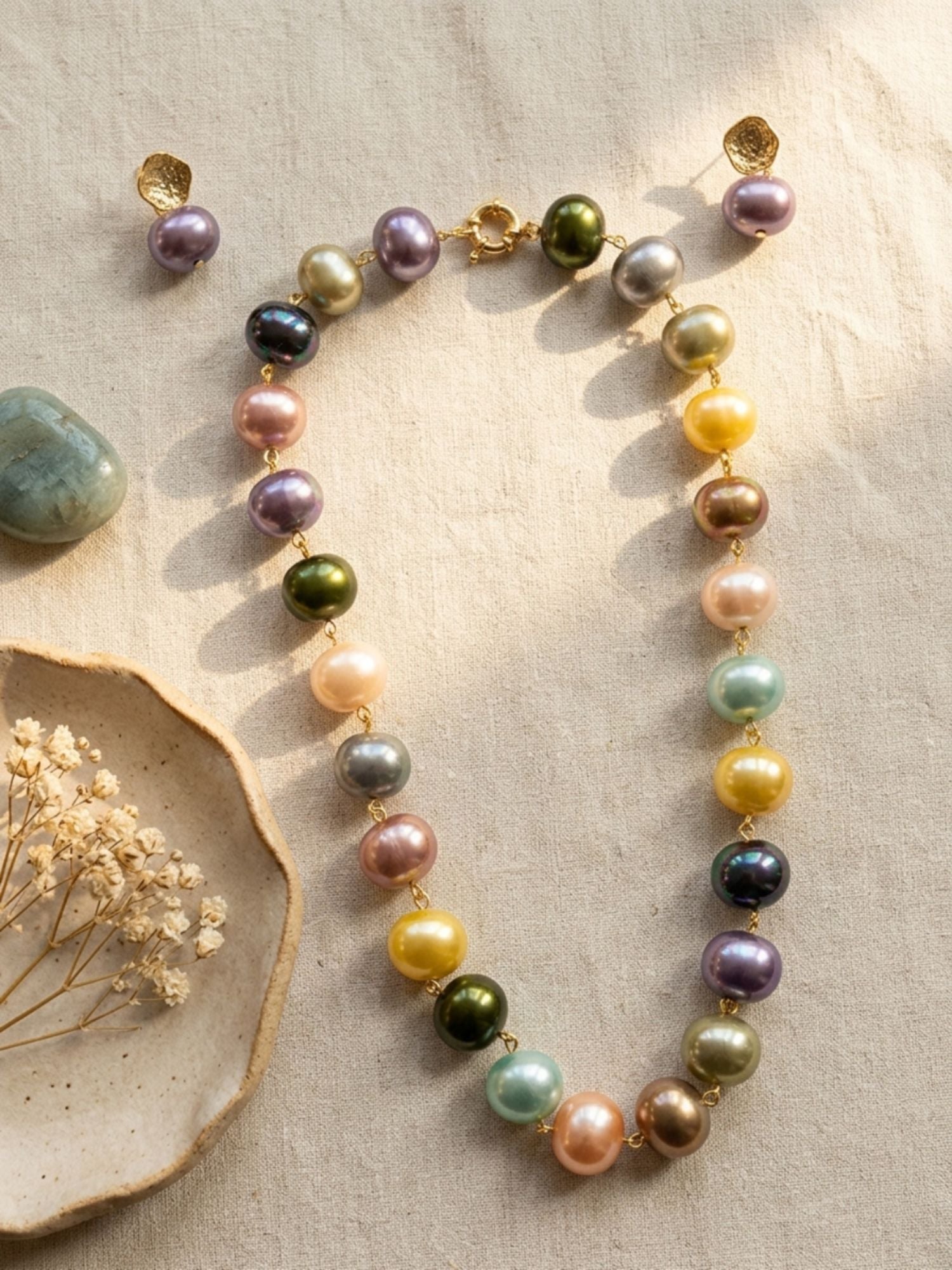 Freshwater Pearl Mala Set – Pastel Elegant Styling - jewellery by Abdesigns Jewellery