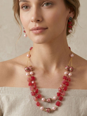 Floral Pearl Layered Mala Set – Elegant Wedding Glam - jewellery by Abdesigns Jewellery